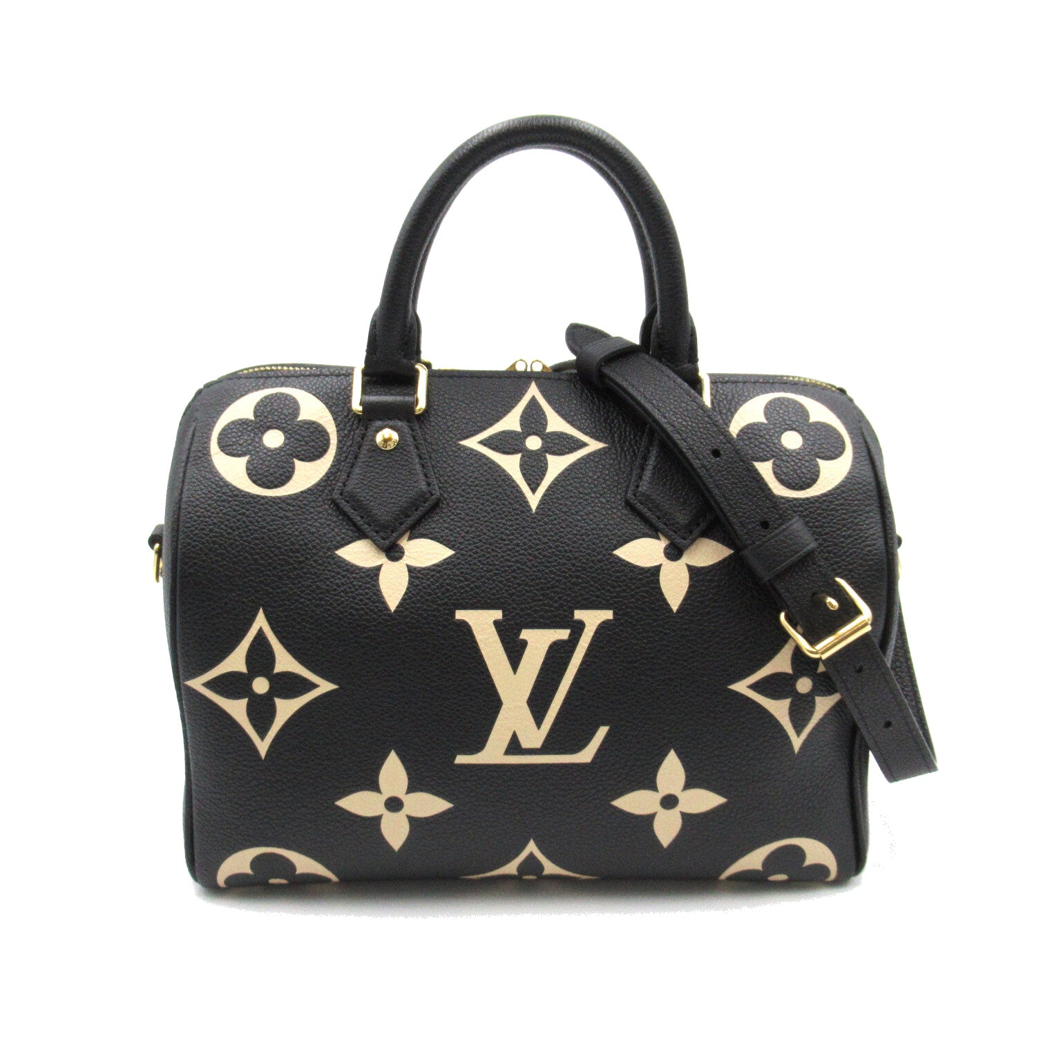 LOUIS VUITTON Monogram Empreinte Speedy Bandouliere 25手挽肩背兩用袋黑色