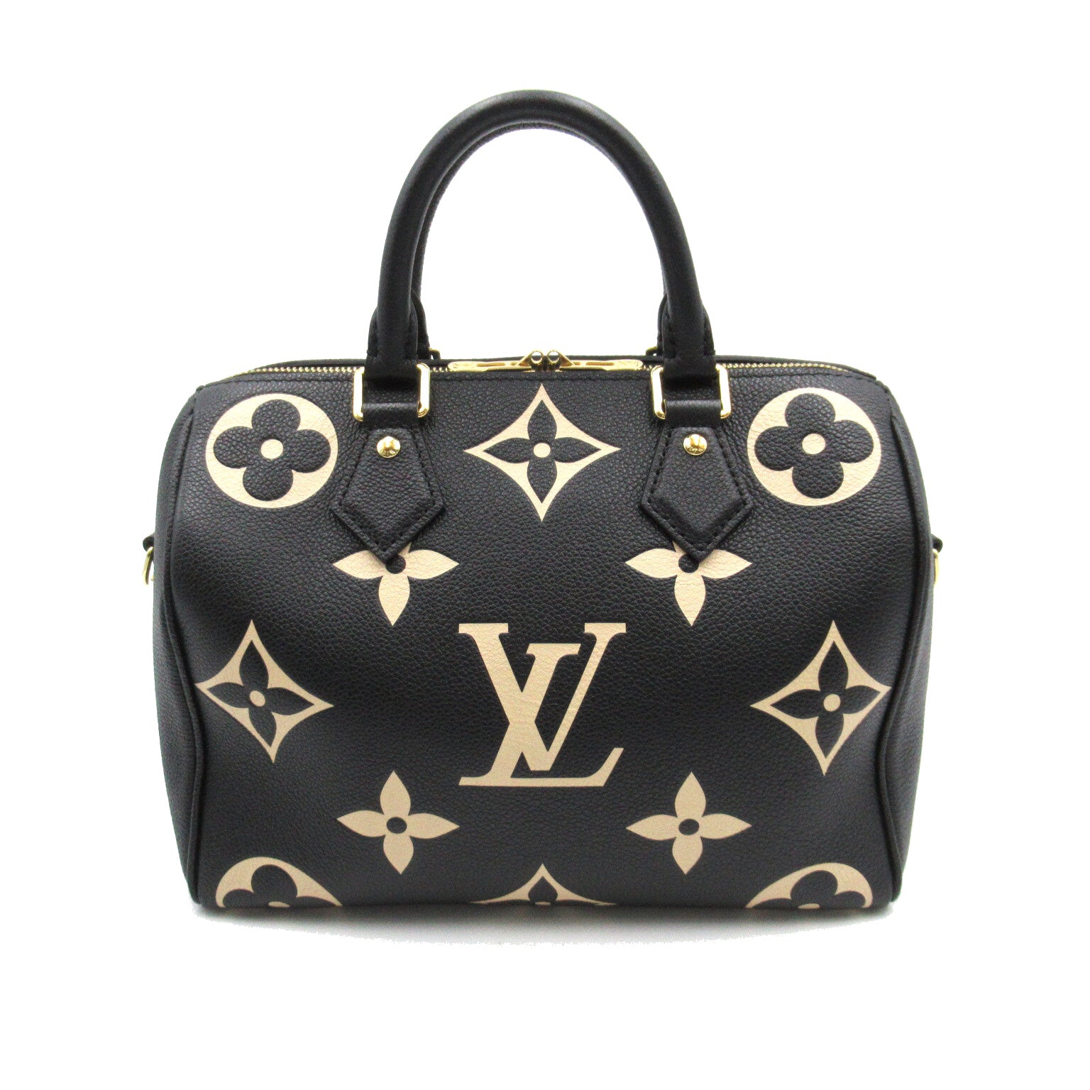 LOUIS VUITTON Monogram Empreinte Speedy Bandouliere 25手挽肩背兩用袋黑色