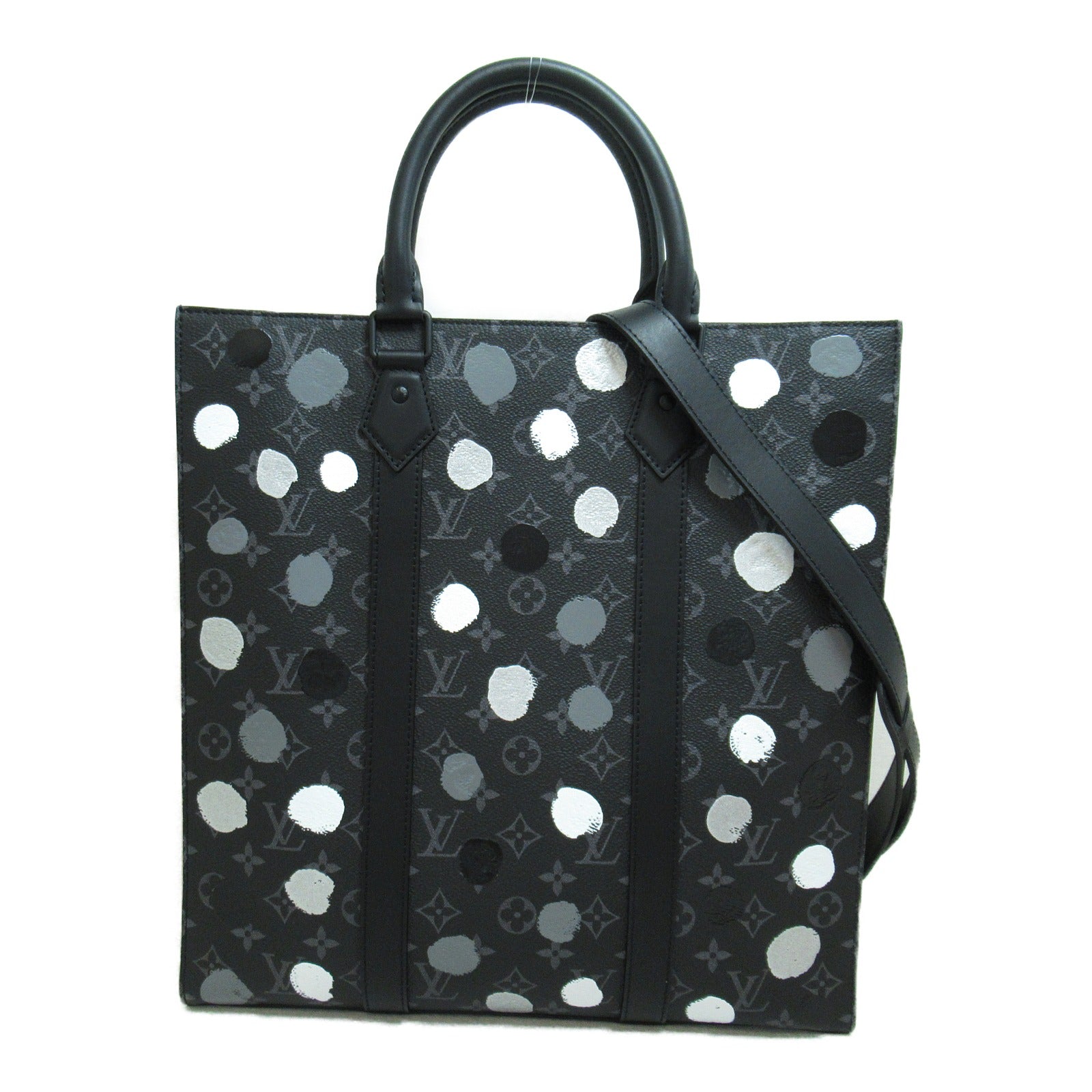 LOUIS VUITTON Monogram Eclipse LV×YK Sac Plat手挽肩背兩用袋黑色