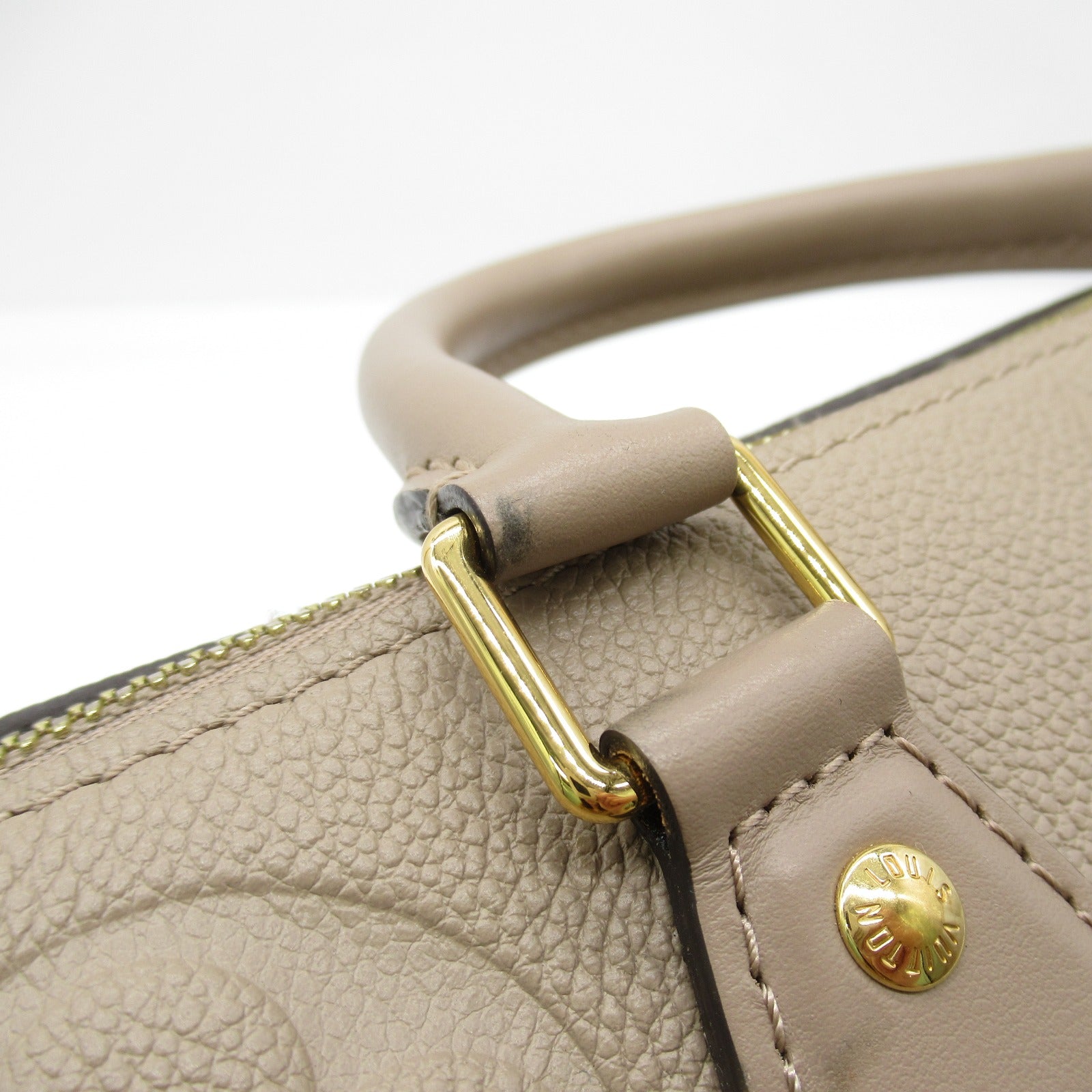 LOUIS VUITTON Monogram Empreinte Speedy Bandouliere 25金扣手挽肩背兩用袋米色
