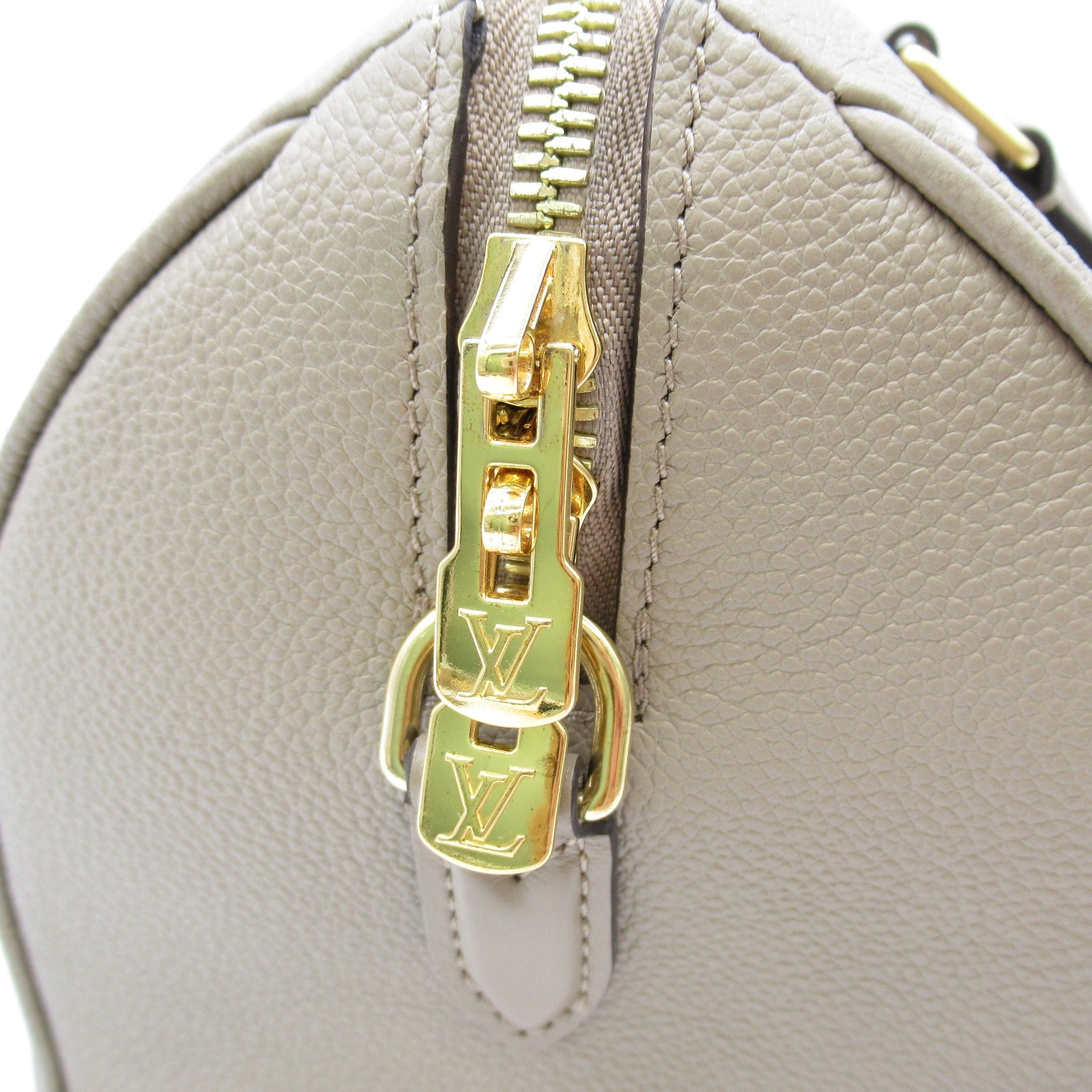 LOUIS VUITTON Monogram Empreinte Speedy Bandouliere 25金扣手挽肩背兩用袋米色