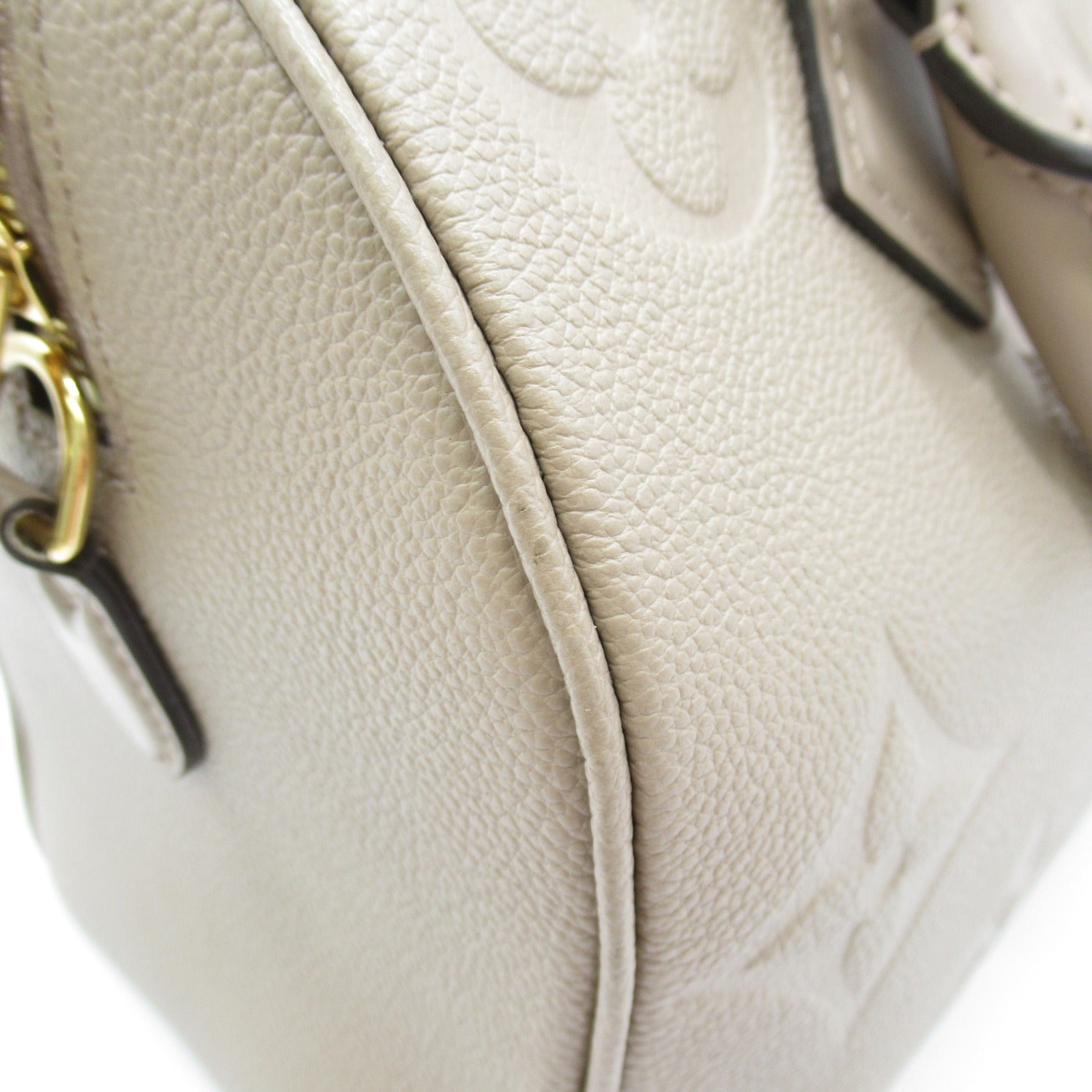 LOUIS VUITTON Monogram Empreinte Speedy Bandouliere 25金扣手挽肩背兩用袋米色