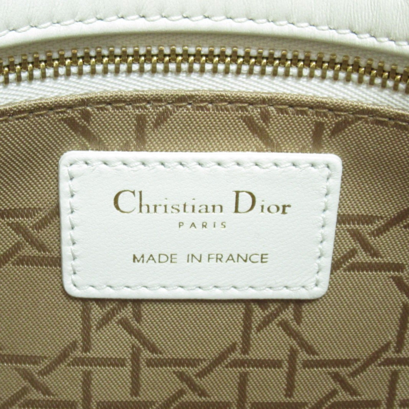 Dior 羊皮皮革Mini Lady Dior金扣手挽肩背兩用袋白色