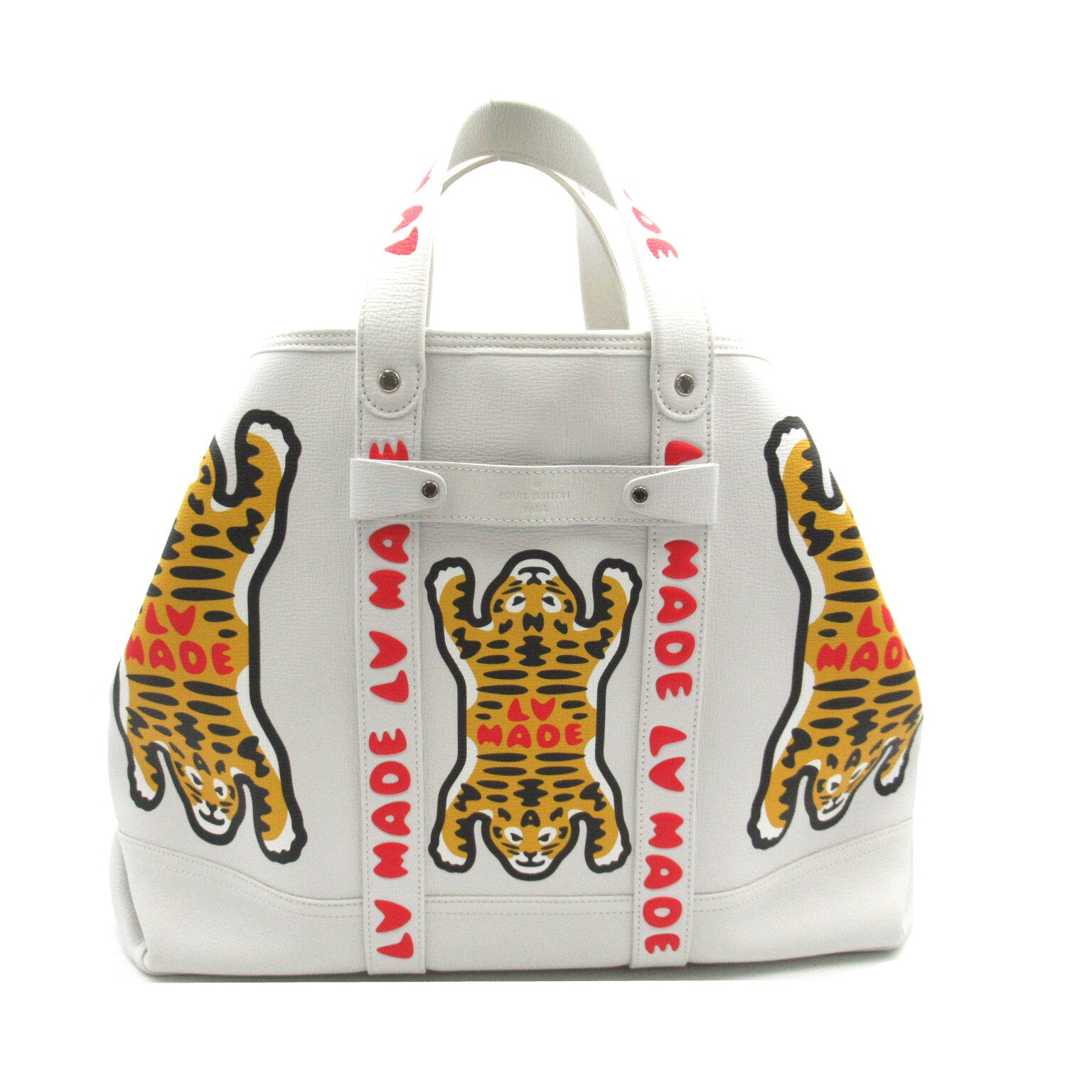 LOUIS VUITTON 皮革NIGO Tote Journey銀扣手挽肩背兩用袋白色