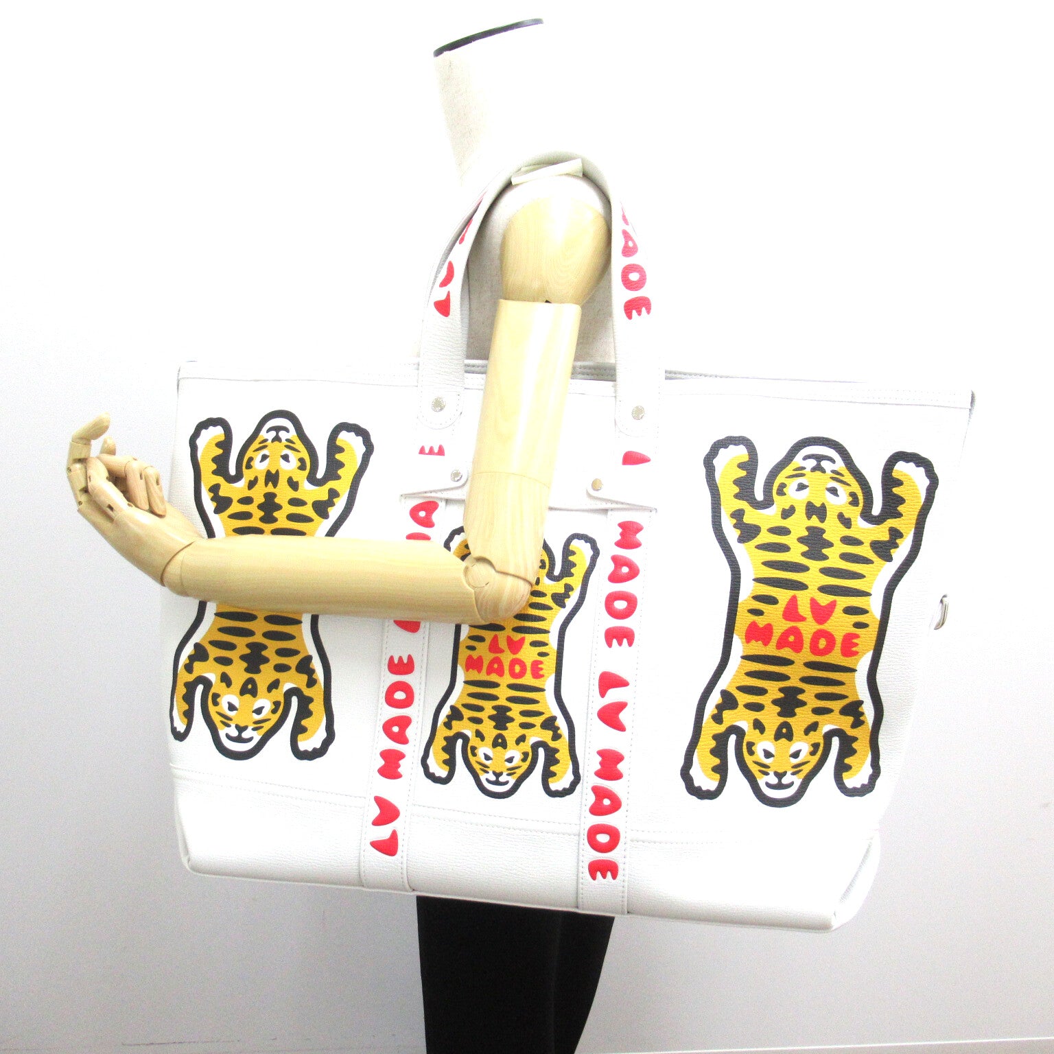 LOUIS VUITTON 皮革NIGO Tote Journey銀扣手挽肩背兩用袋白色
