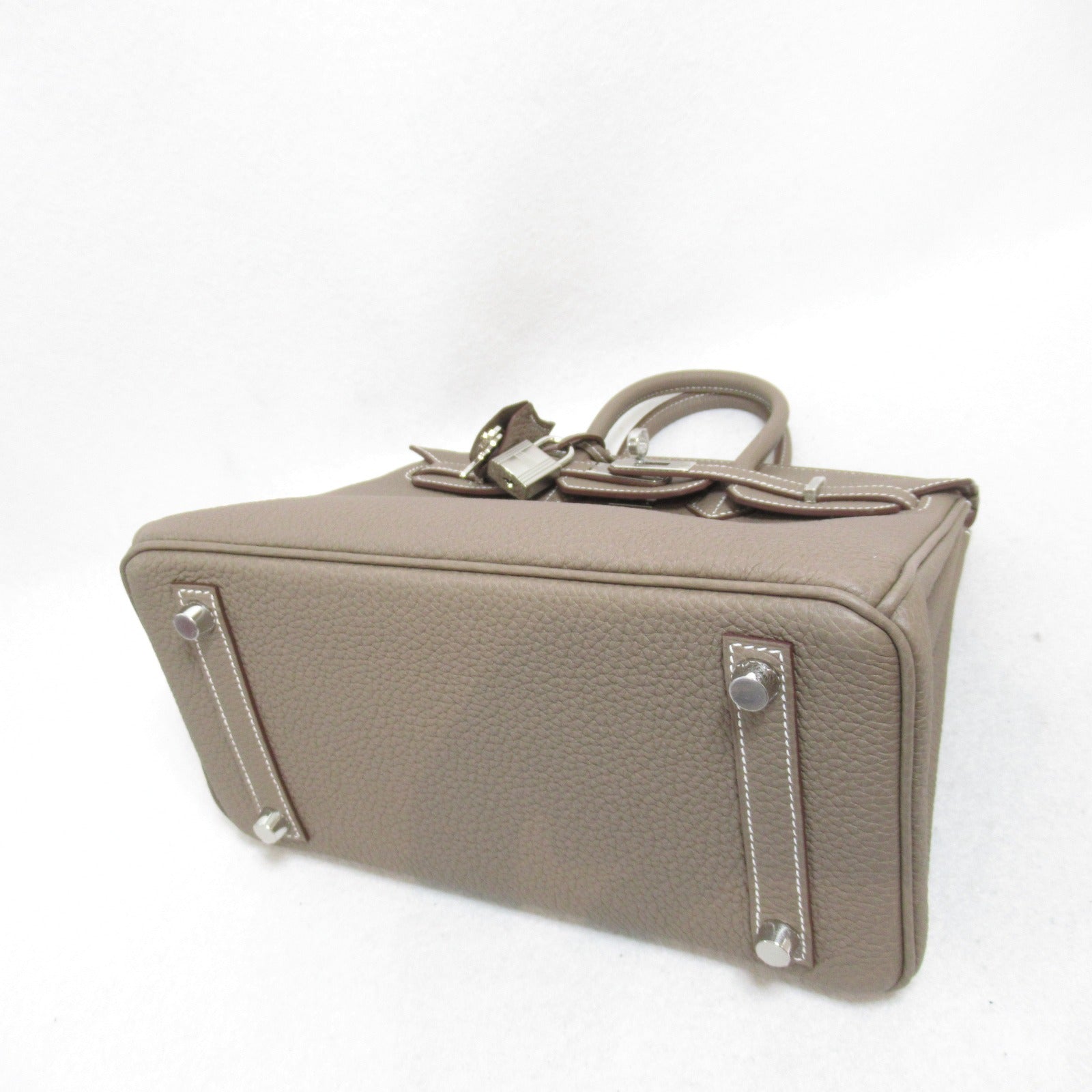 HERMES Togo皮革Birkin 25銀扣手挽袋灰色