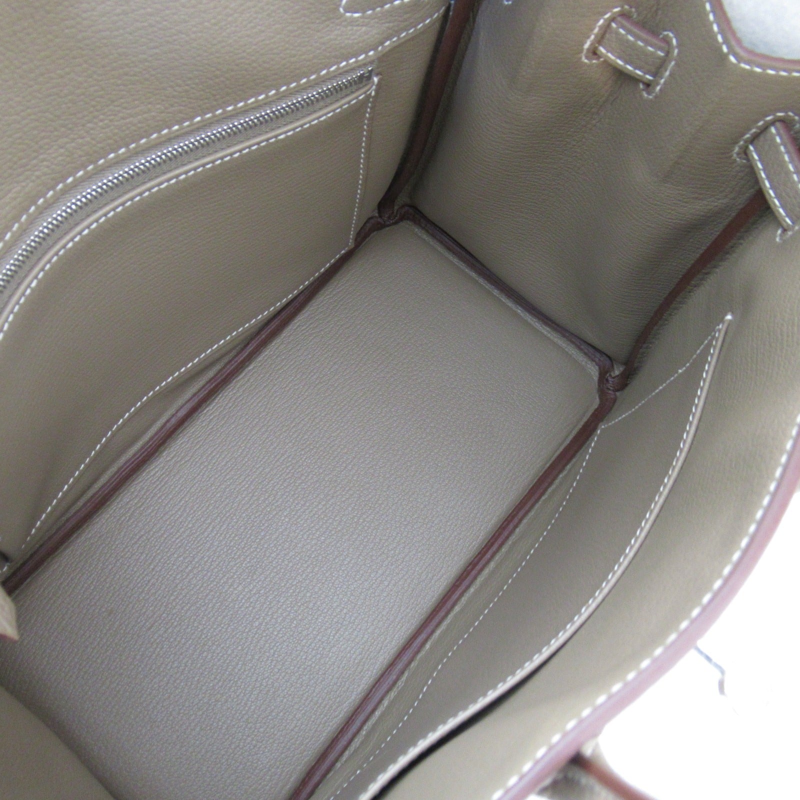 HERMES Togo皮革Birkin 25銀扣手挽袋灰色