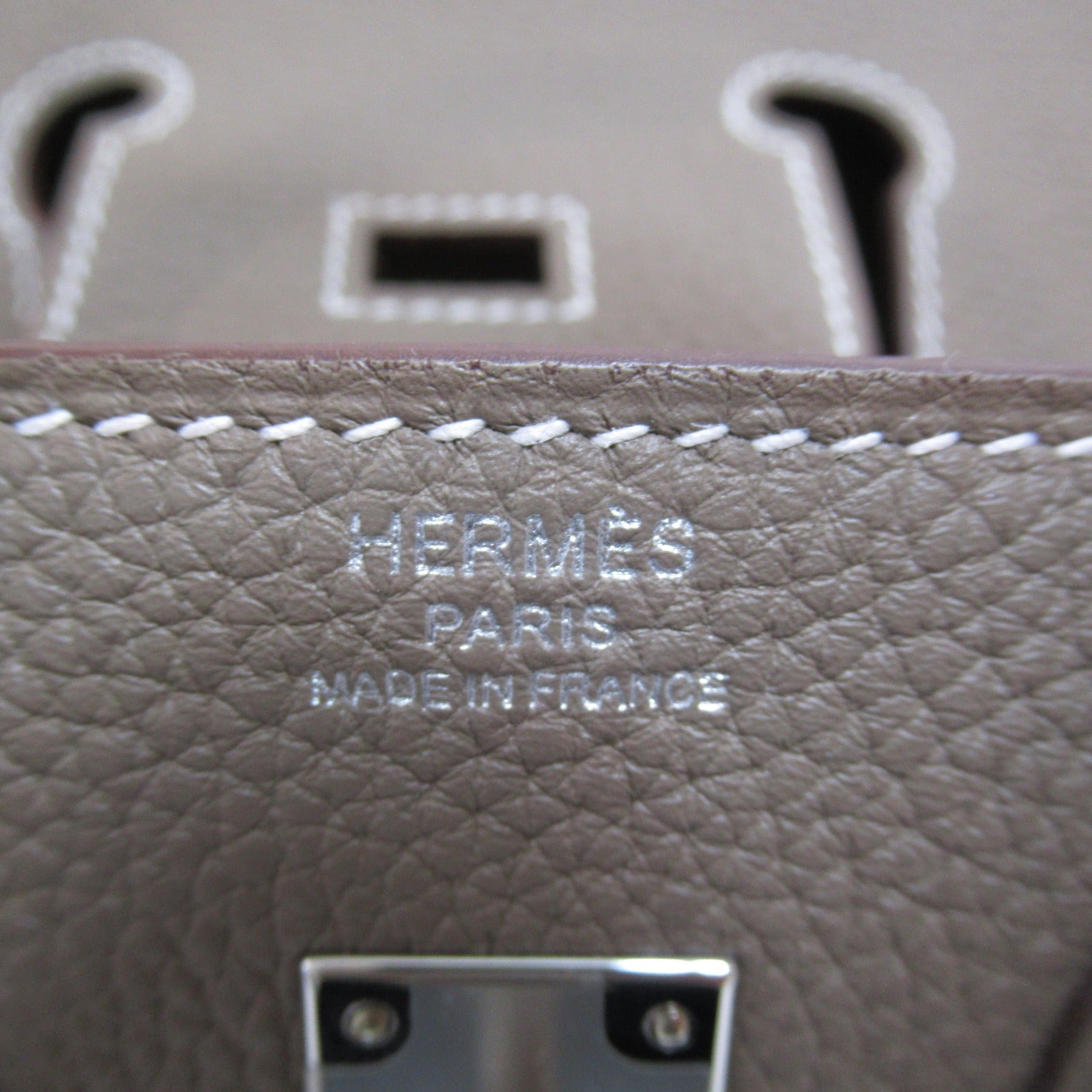 HERMES Togo皮革Birkin 25銀扣手挽袋灰色