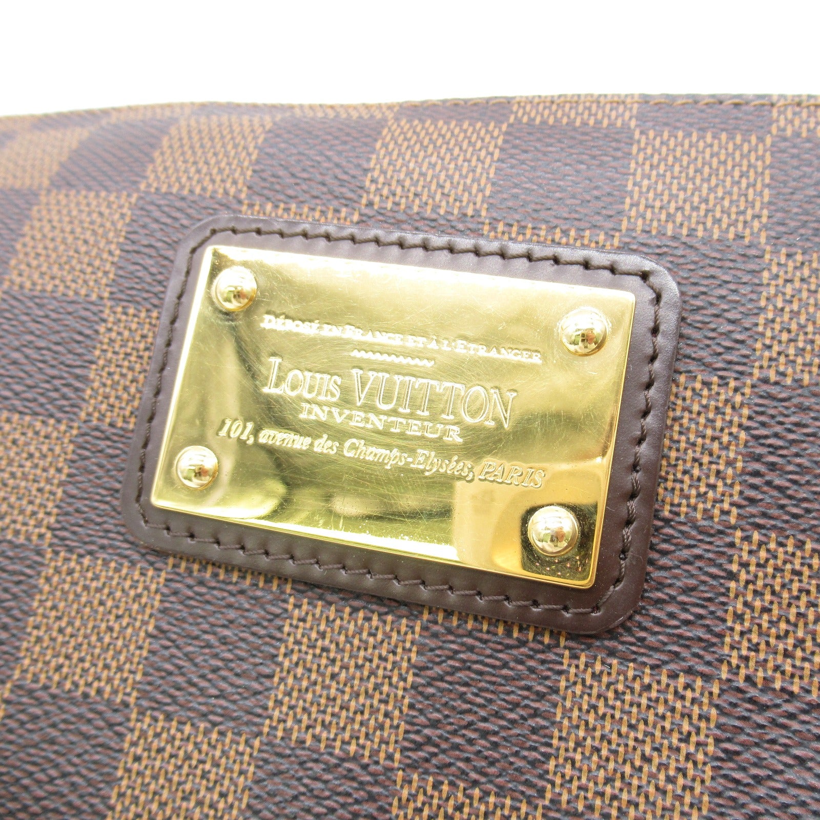 LOUIS VUITTON Damier Eva金扣手挽肩背兩用袋啡色