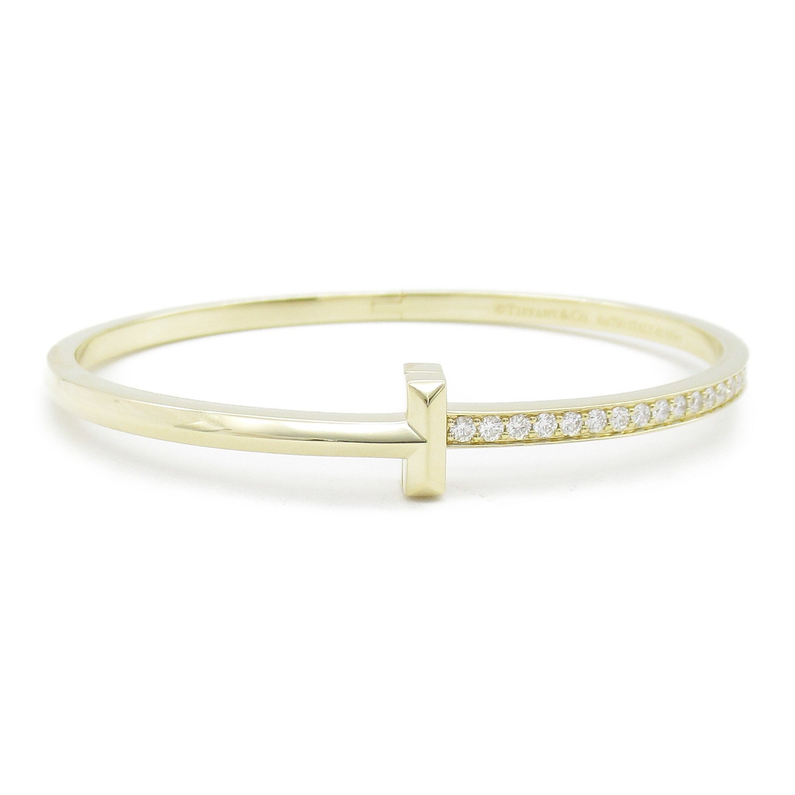 TIFFANY＆CO 18K黃金T1 Narrow Diamond Hinged Bangle/Bracelet 1.00ct鑽石手鐲