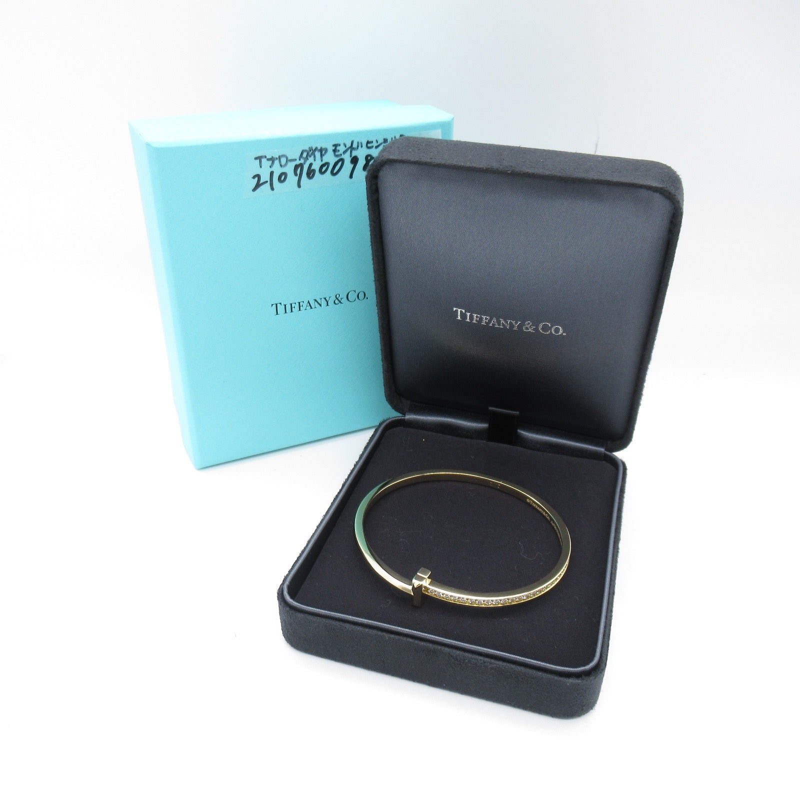 TIFFANY＆CO 18K黃金T1 Narrow Diamond Hinged Bangle/Bracelet 1.00ct鑽石手鐲