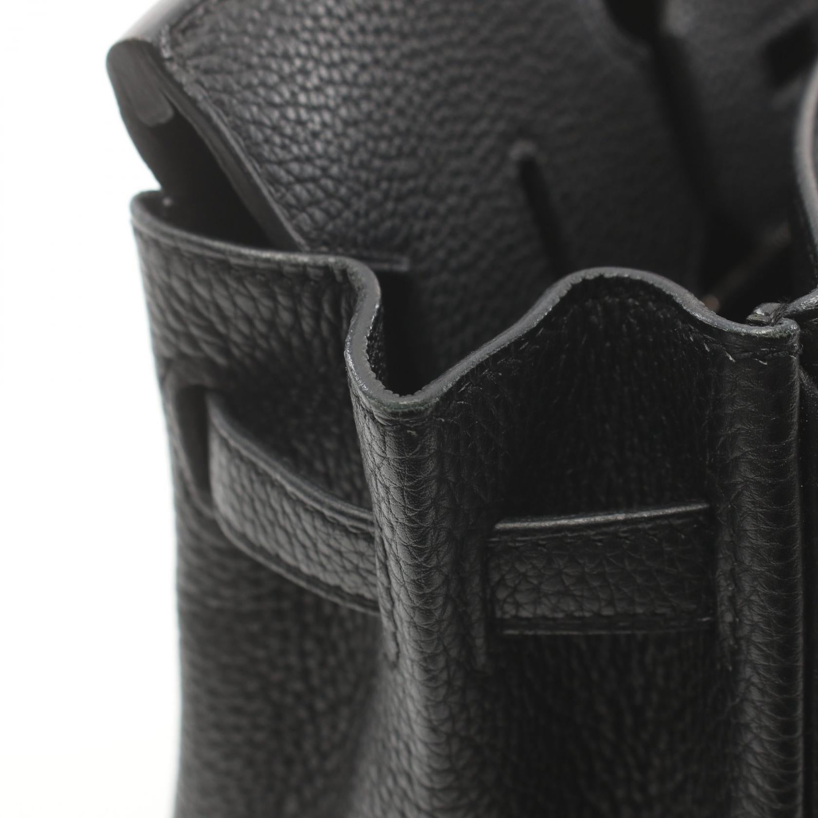HERMES Togo皮革Birkin 25銀扣手挽袋Noir/黑色