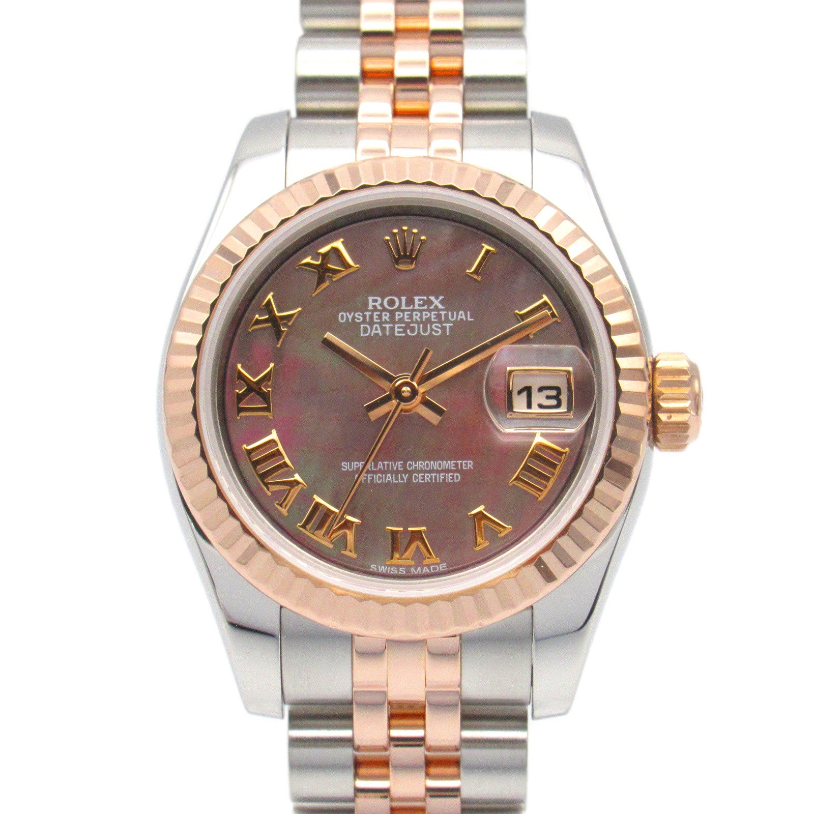ROLEX Lady Datejust 18K玫瑰金/不鏽鋼手錶自動機芯粉紅色