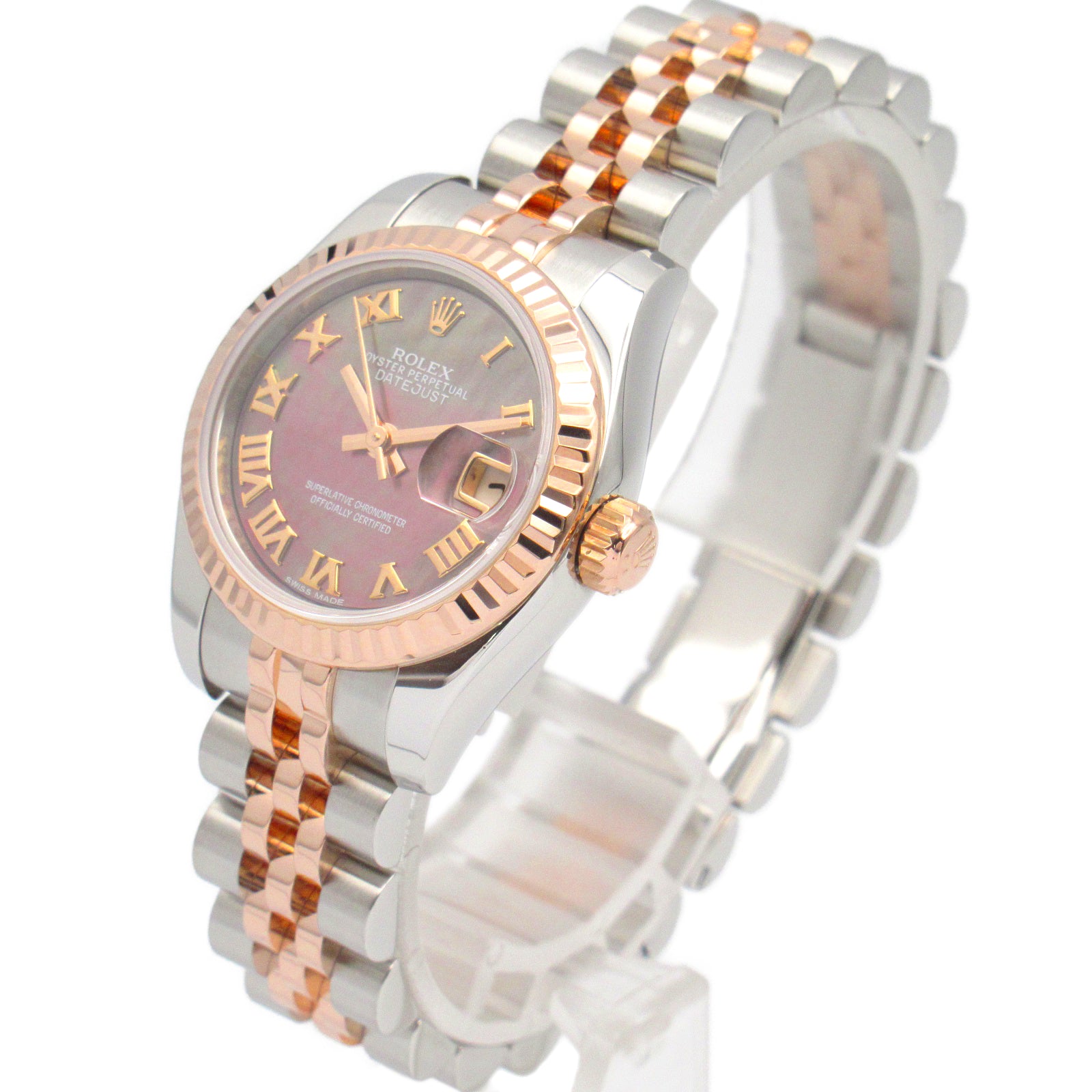ROLEX Lady Datejust 18K玫瑰金/不鏽鋼手錶自動機芯粉紅色