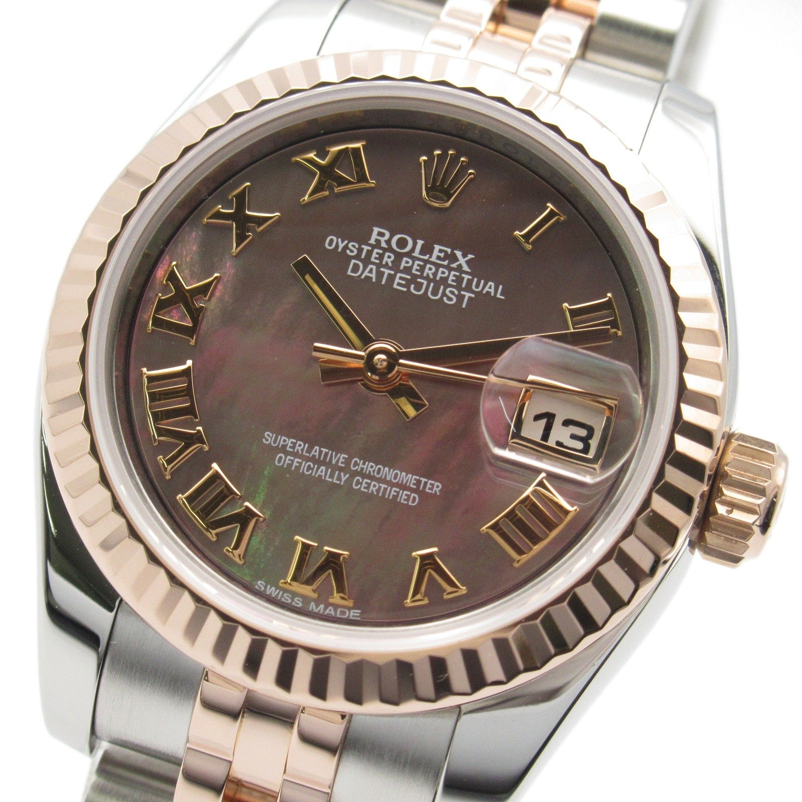 ROLEX Lady Datejust 18K玫瑰金/不鏽鋼手錶自動機芯粉紅色