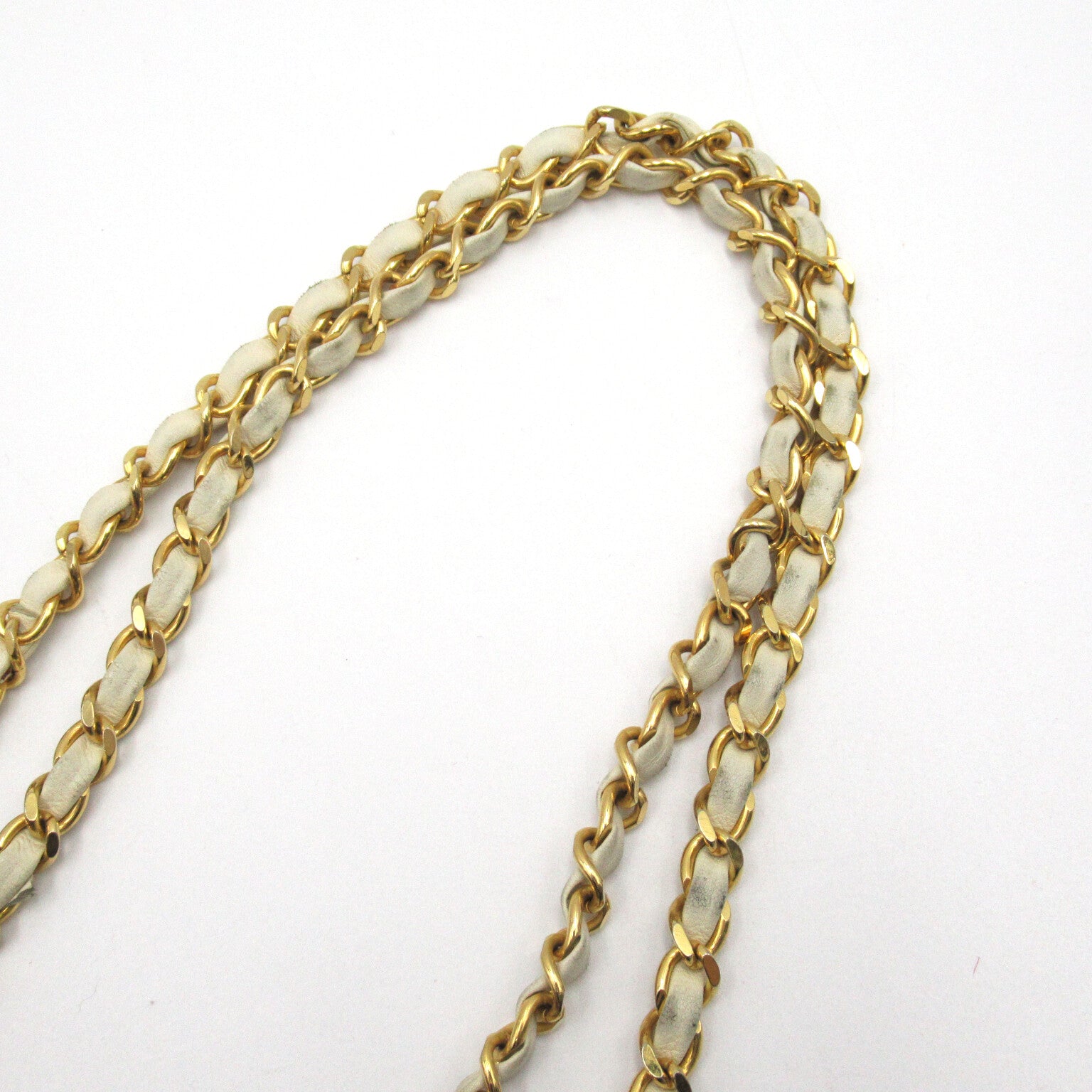 CHANEL 【激減優惠】帆布Chain Shoulder金扣肩背袋紅色/米色