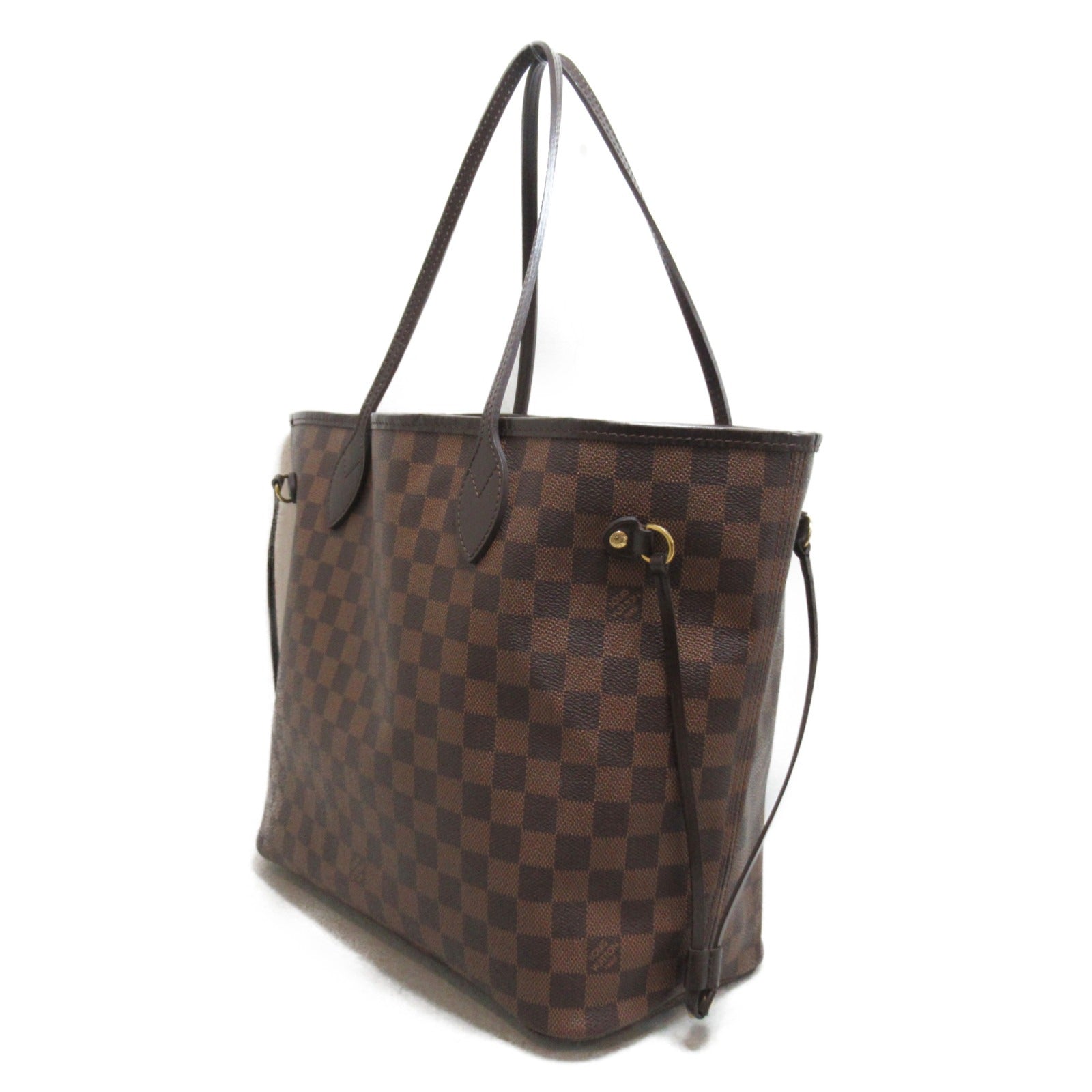 LOUIS VUITTON Damier Neverfull MM金扣手挽袋啡色