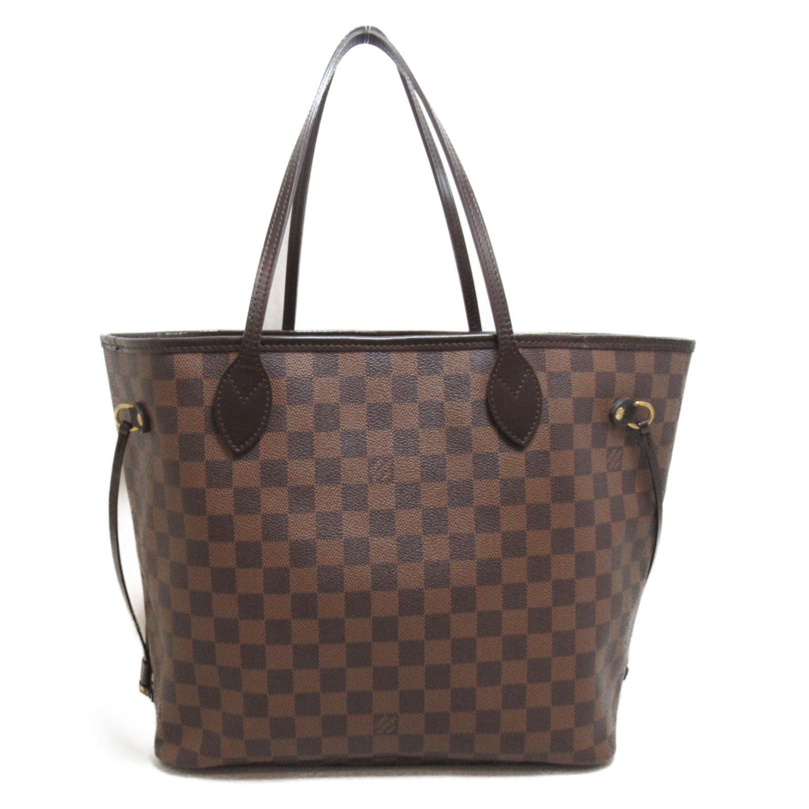LOUIS VUITTON Damier Neverfull MM金扣手挽袋啡色