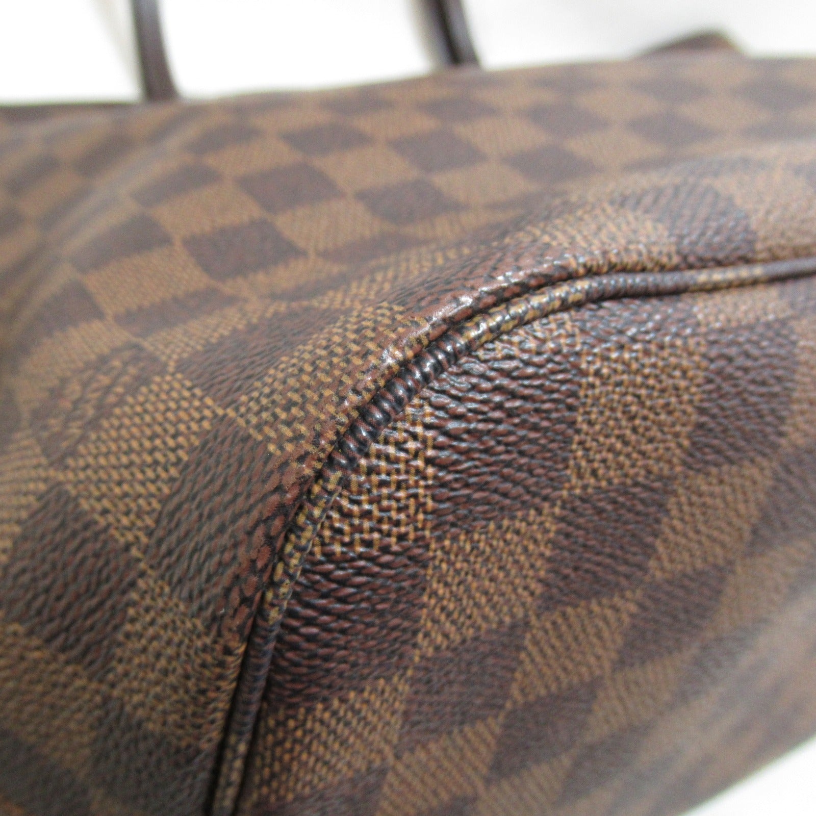 LOUIS VUITTON Damier Neverfull MM金扣手挽袋啡色