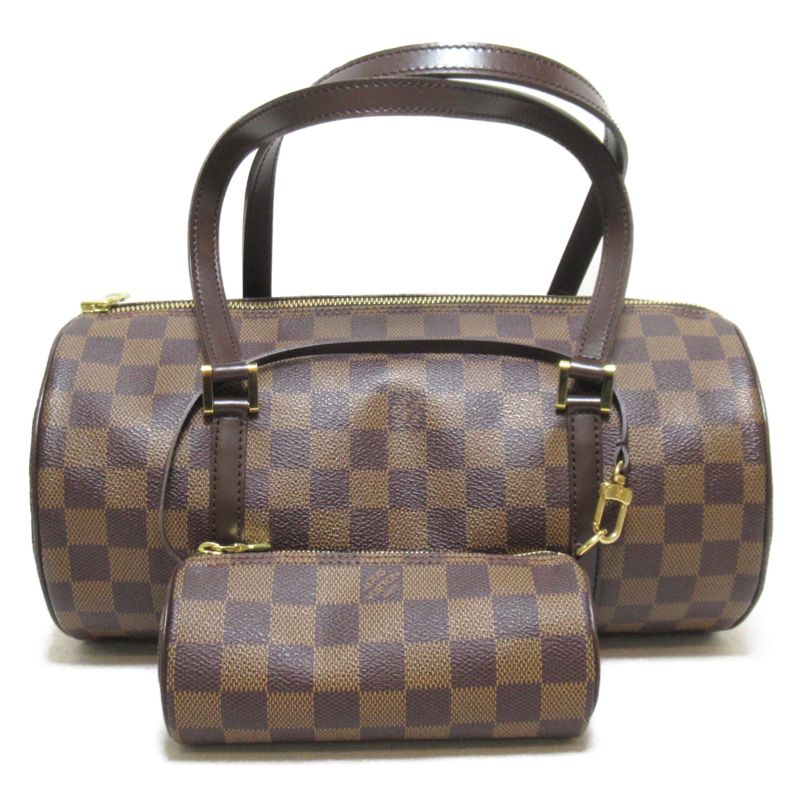 LOUIS VUITTON Damier Papillon 30金扣肩背袋啡色