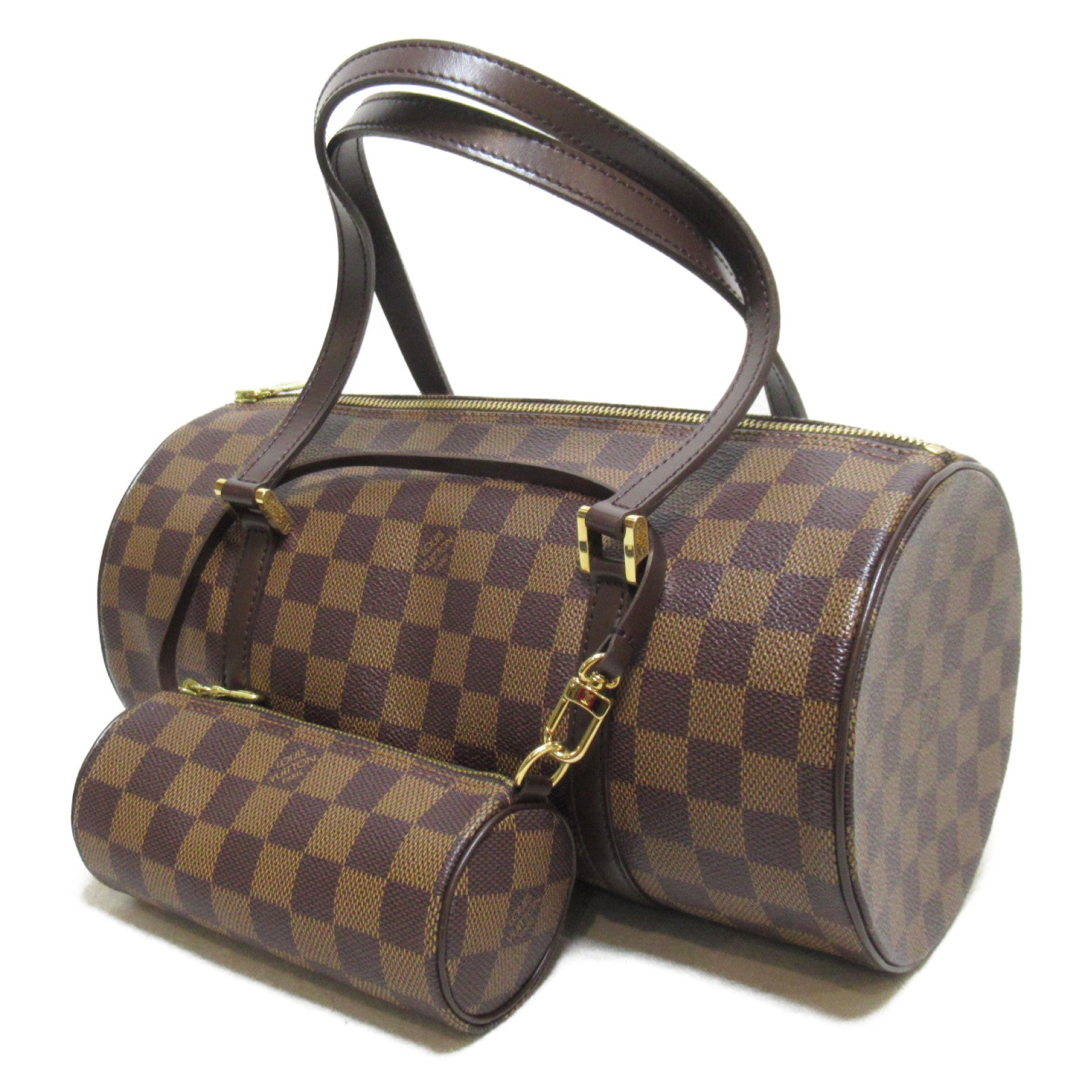 LOUIS VUITTON Damier Papillon 30金扣肩背袋啡色