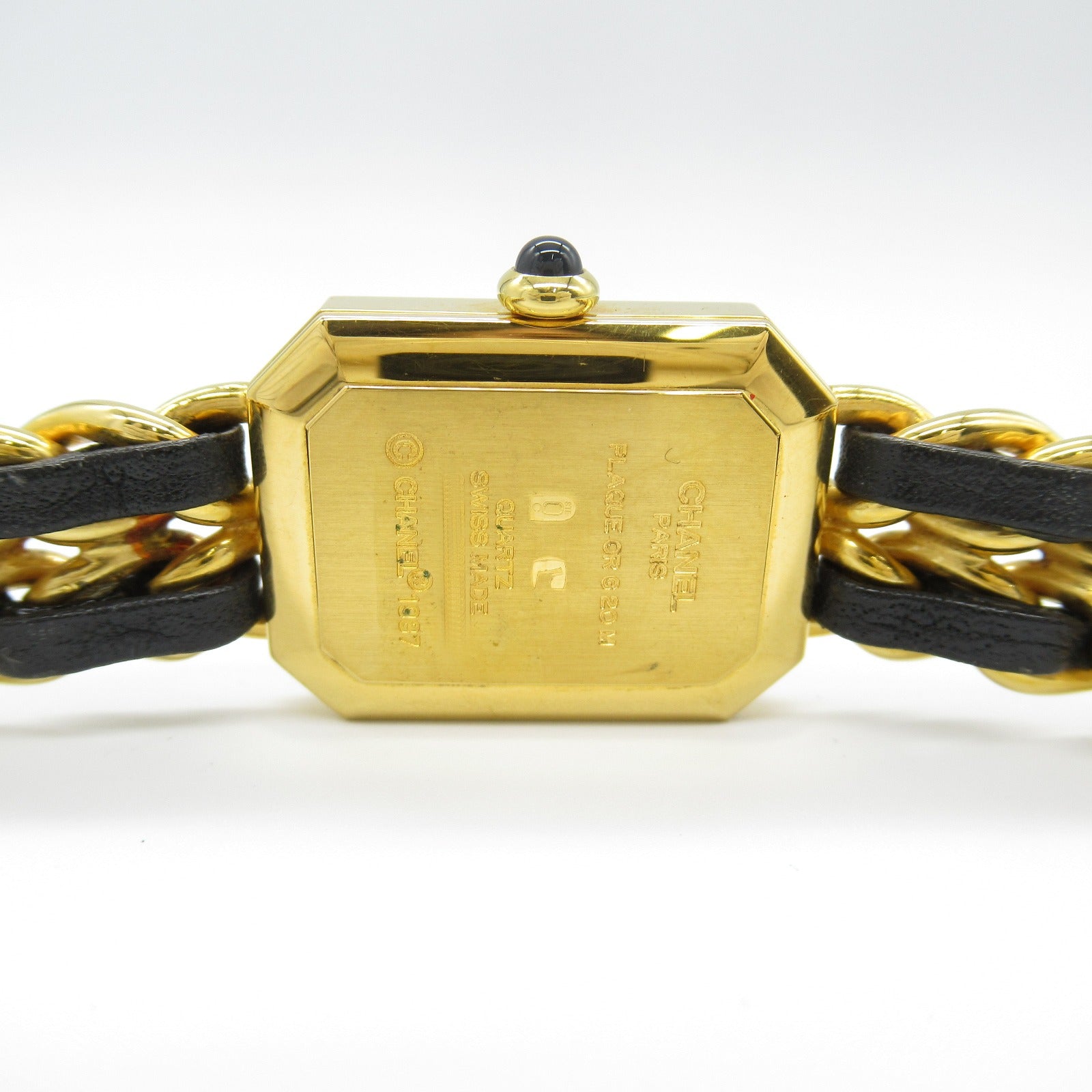 CHANEL Premiere M鍍金/皮革手錶石英機芯黑色