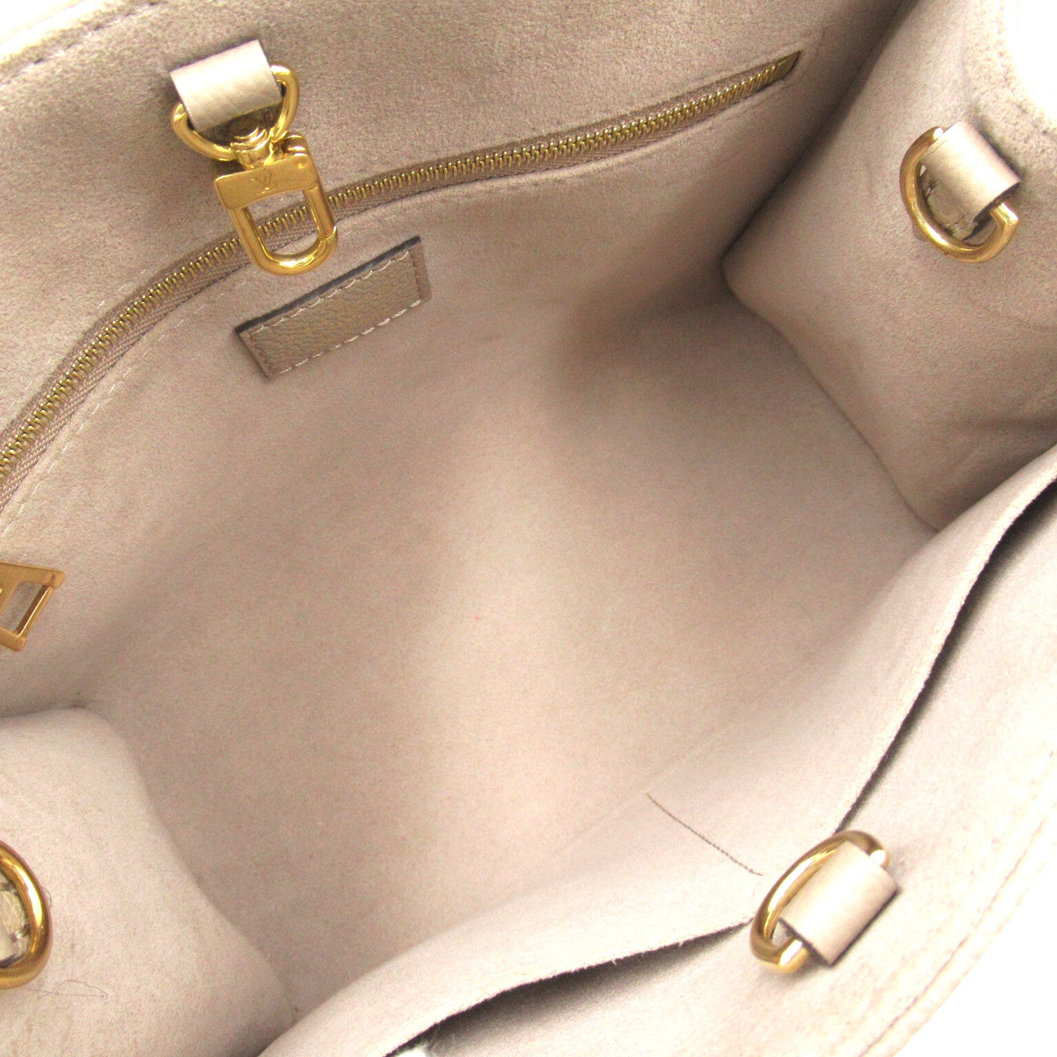 LOUIS VUITTON Monogram Empreinte OnTheGo PM金扣手挽肩背兩用袋斑鳩灰色/奶油色