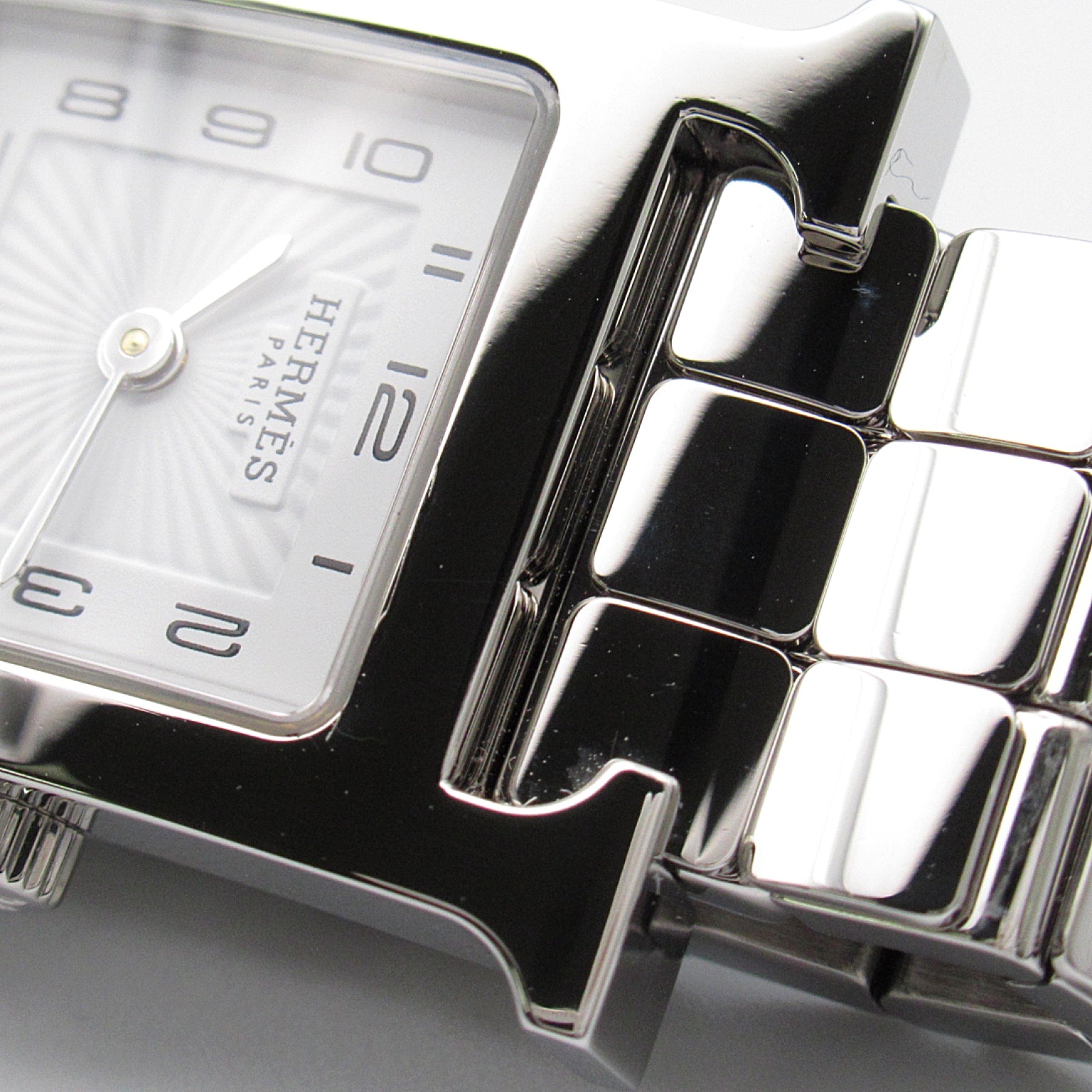 HERMES Heure H不鏽鋼手錶石英機芯白色