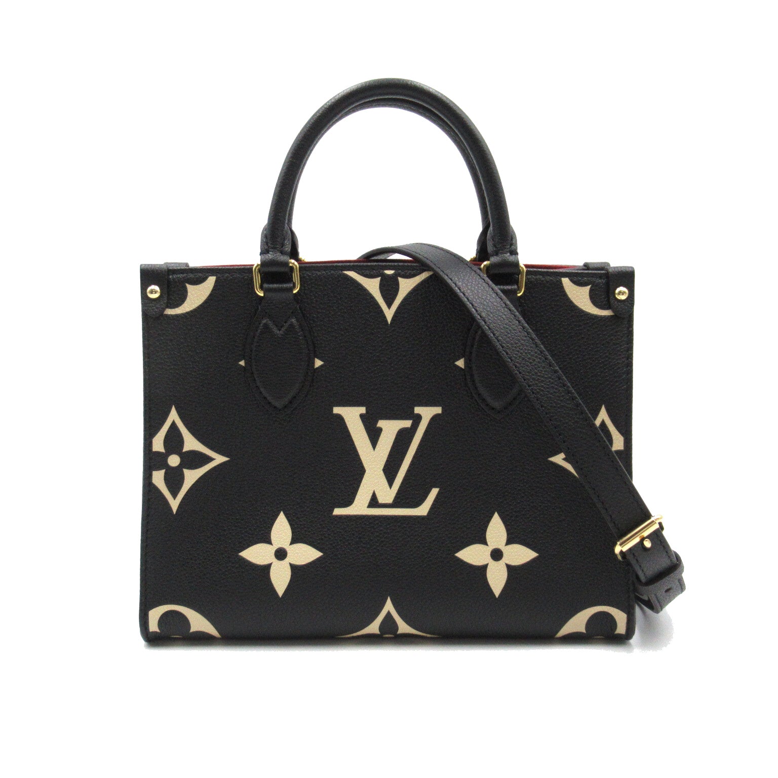 LOUIS VUITTON 【激減優惠】Monogram Empreinte OnTheGo PM手挽肩背兩用袋黑色/米色