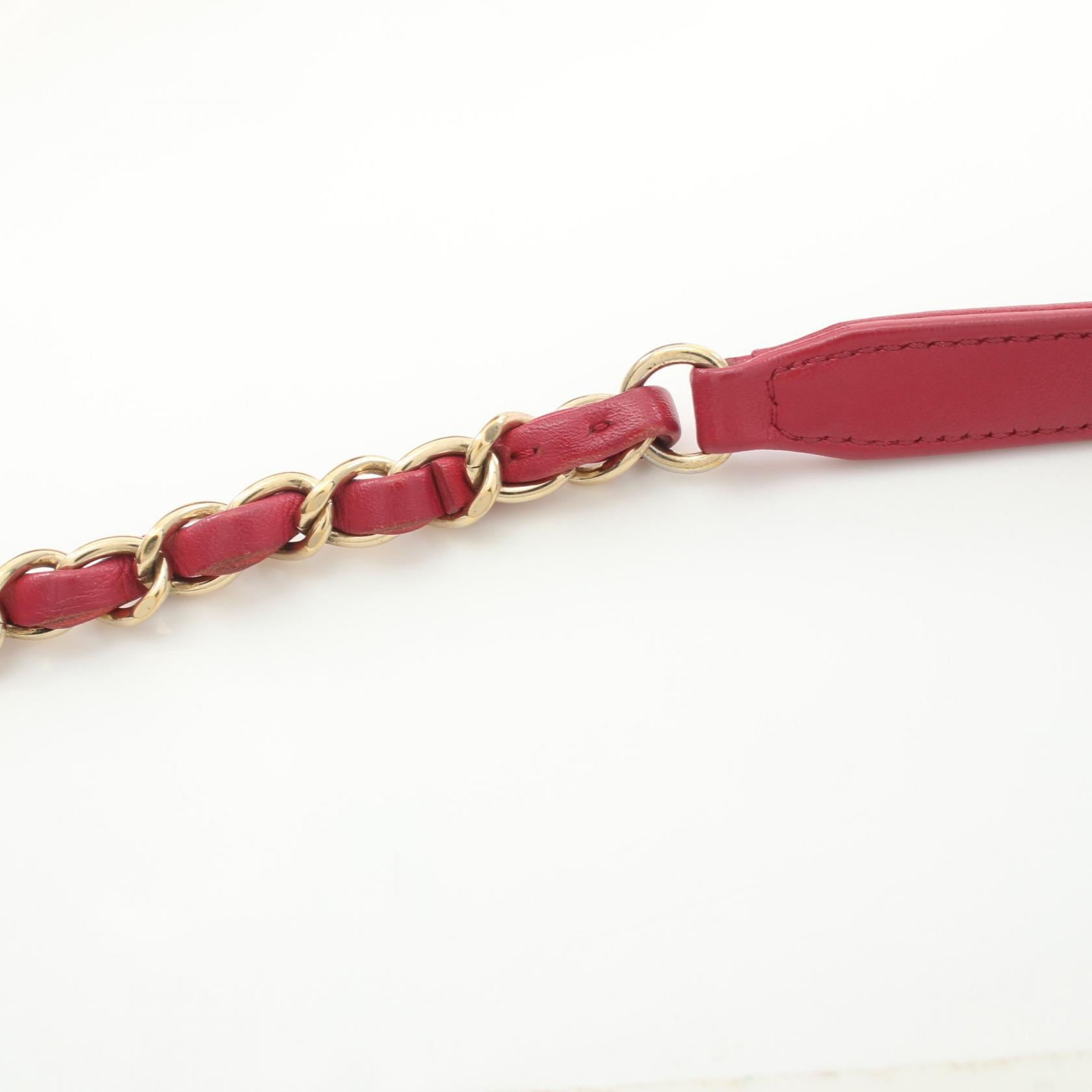CHANEL 【激減優惠】牛皮皮革Chain Shoulder金扣手挽肩背兩用袋