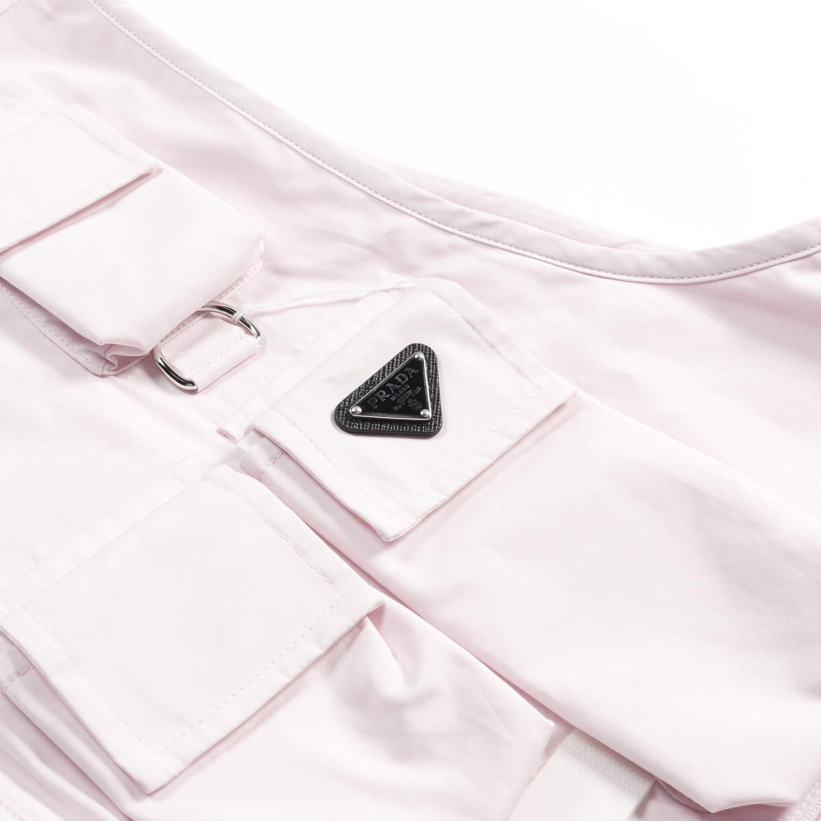 PRADA Cotton/Calfskin Triangle Logo Utility Pocket Vest
