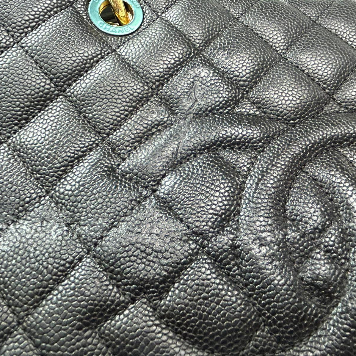 CHANEL 【激減優惠】菱格Caviar皮革GST Grand Shopping Tote Bag金扣肩背袋黑色
