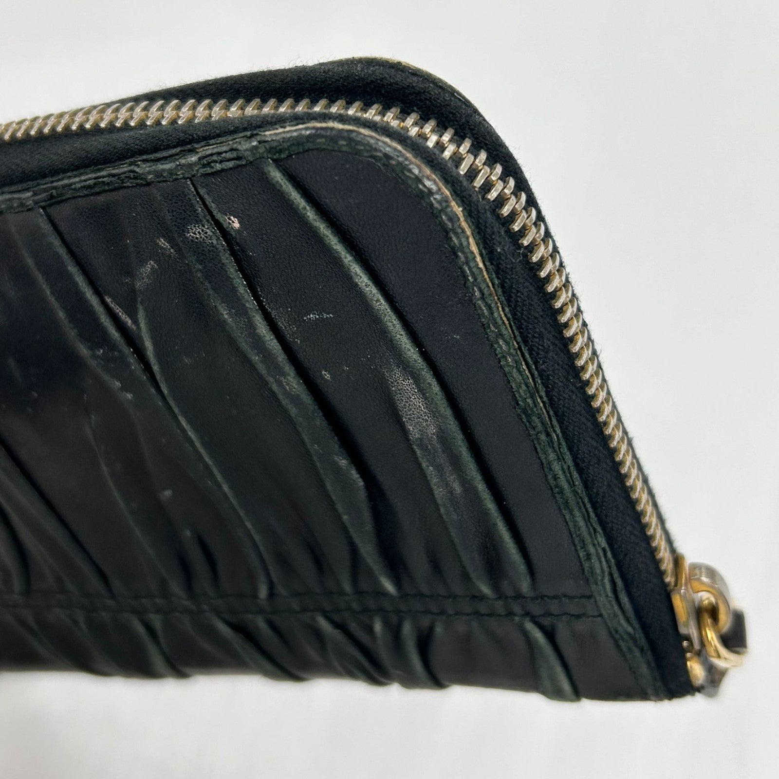 PRADA 【清倉大減價】皮革Zipper Long Wallet金扣長錢包黑色
