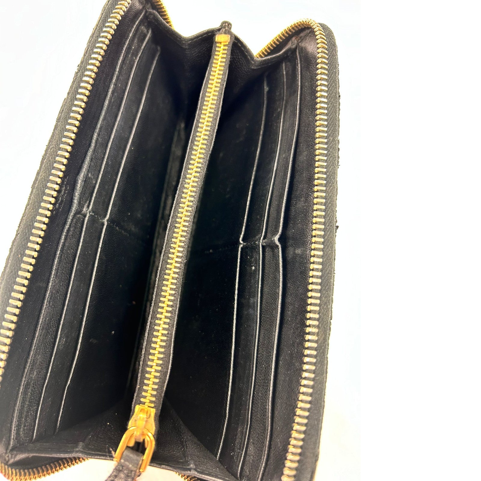 PRADA 【清倉大減價】皮革Zipper Long Wallet金扣長錢包黑色