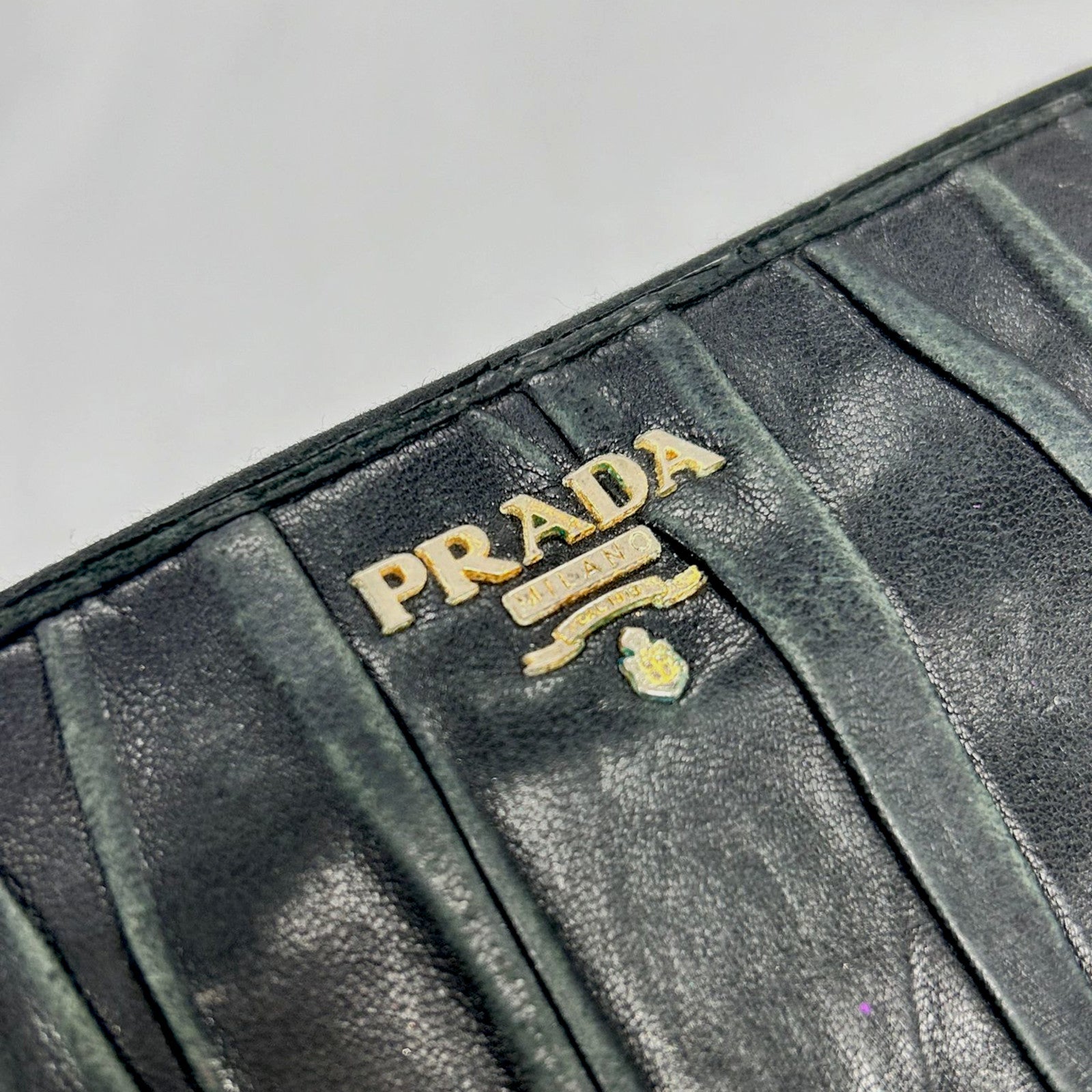 PRADA 【清倉大減價】皮革Zipper Long Wallet金扣長錢包黑色