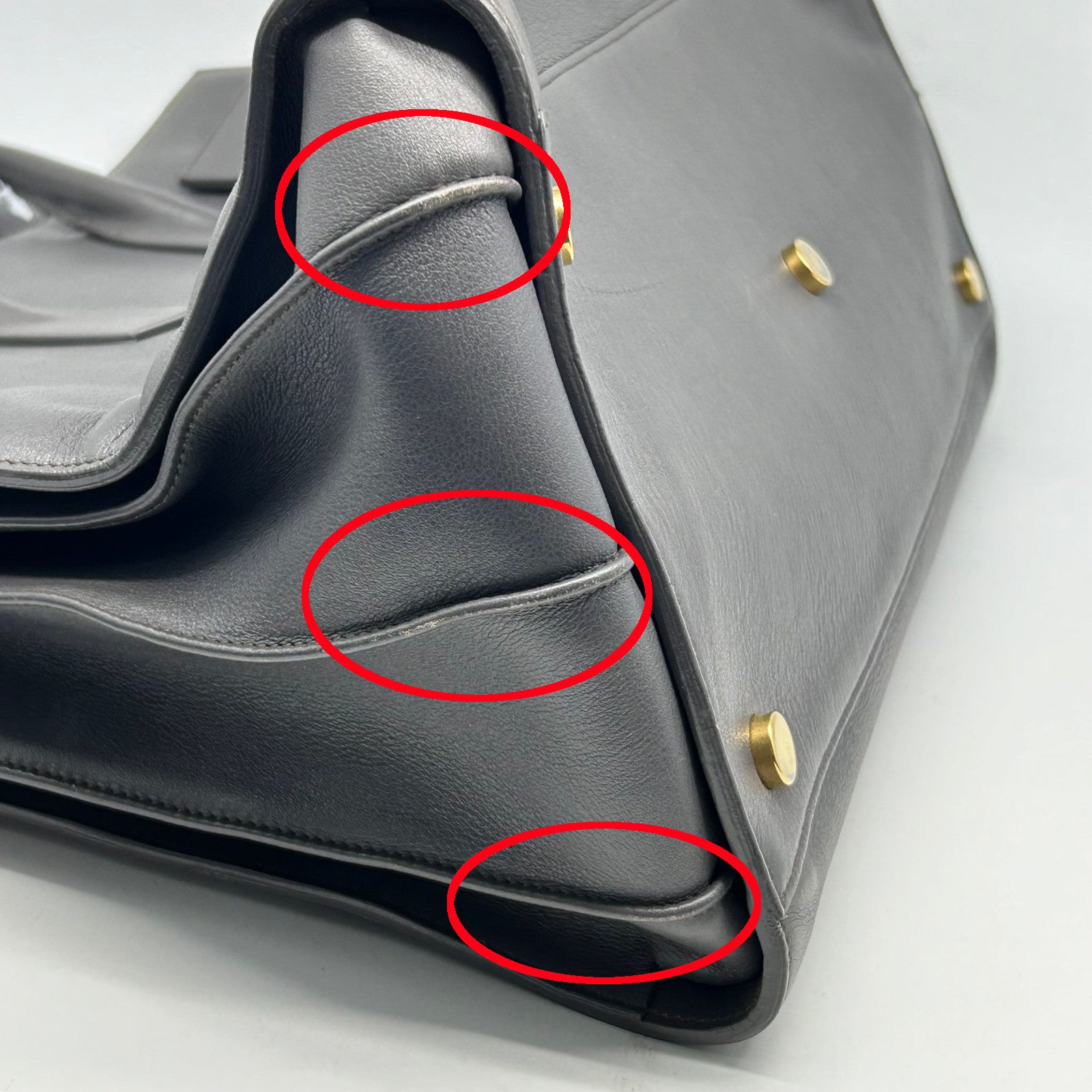 SAINT LAURENT 牛皮皮革Sac De Jour金扣手挽袋灰色