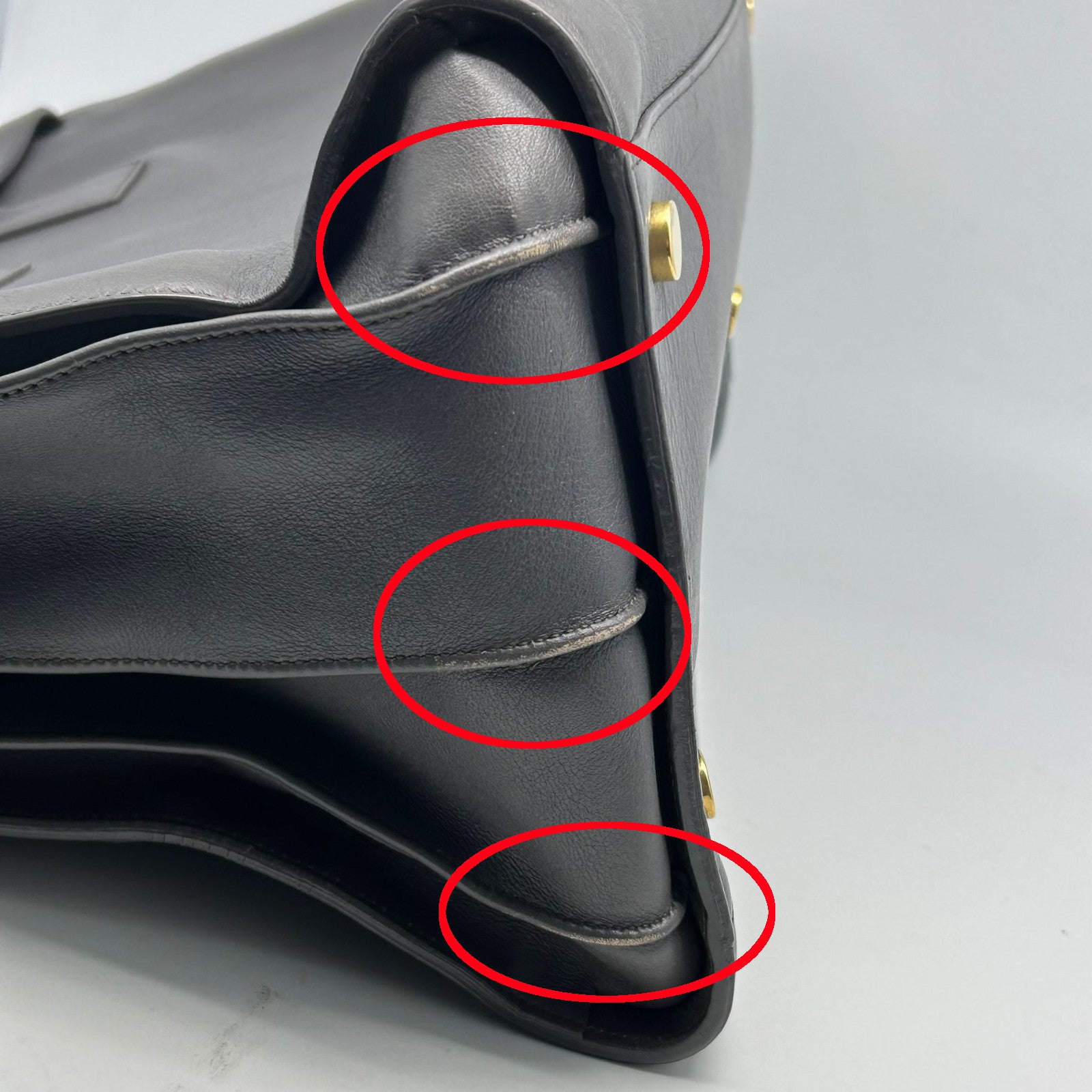 SAINT LAURENT 牛皮皮革Sac De Jour金扣手挽袋灰色