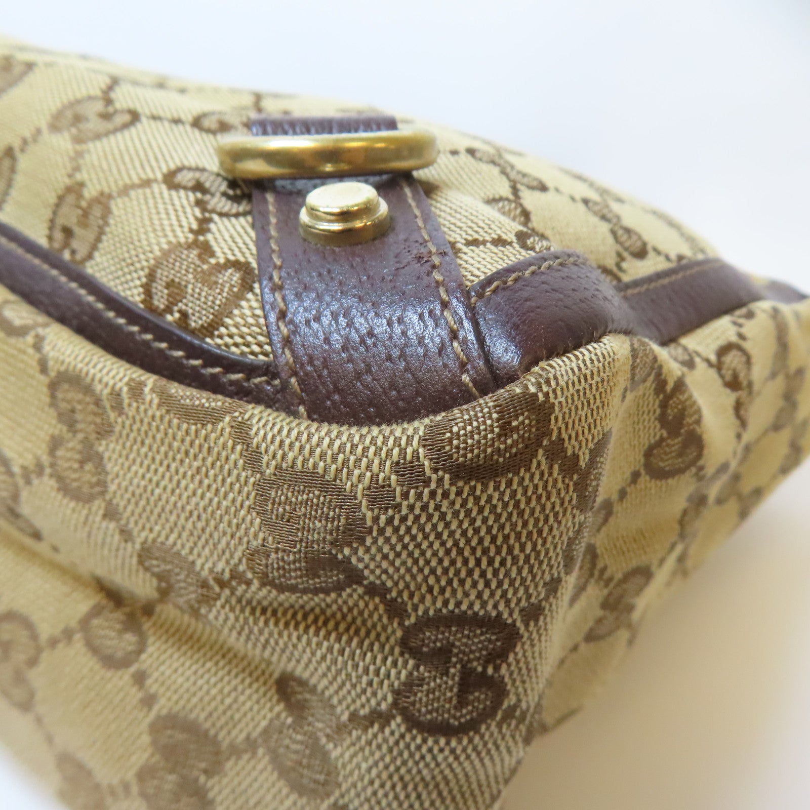 GUCCI **【激減優惠】帆布Handbag金扣手挽袋啡色
