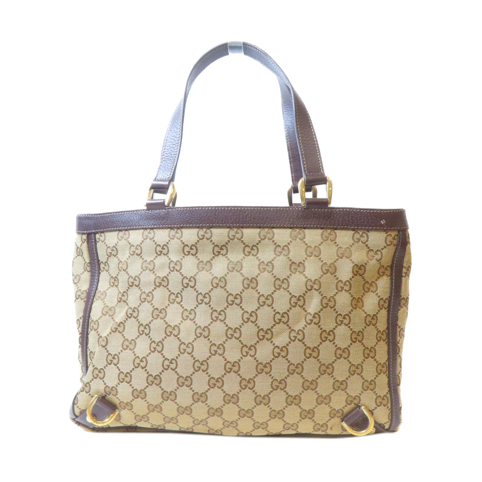 GUCCI **【激減優惠】帆布Handbag金扣手挽袋啡色