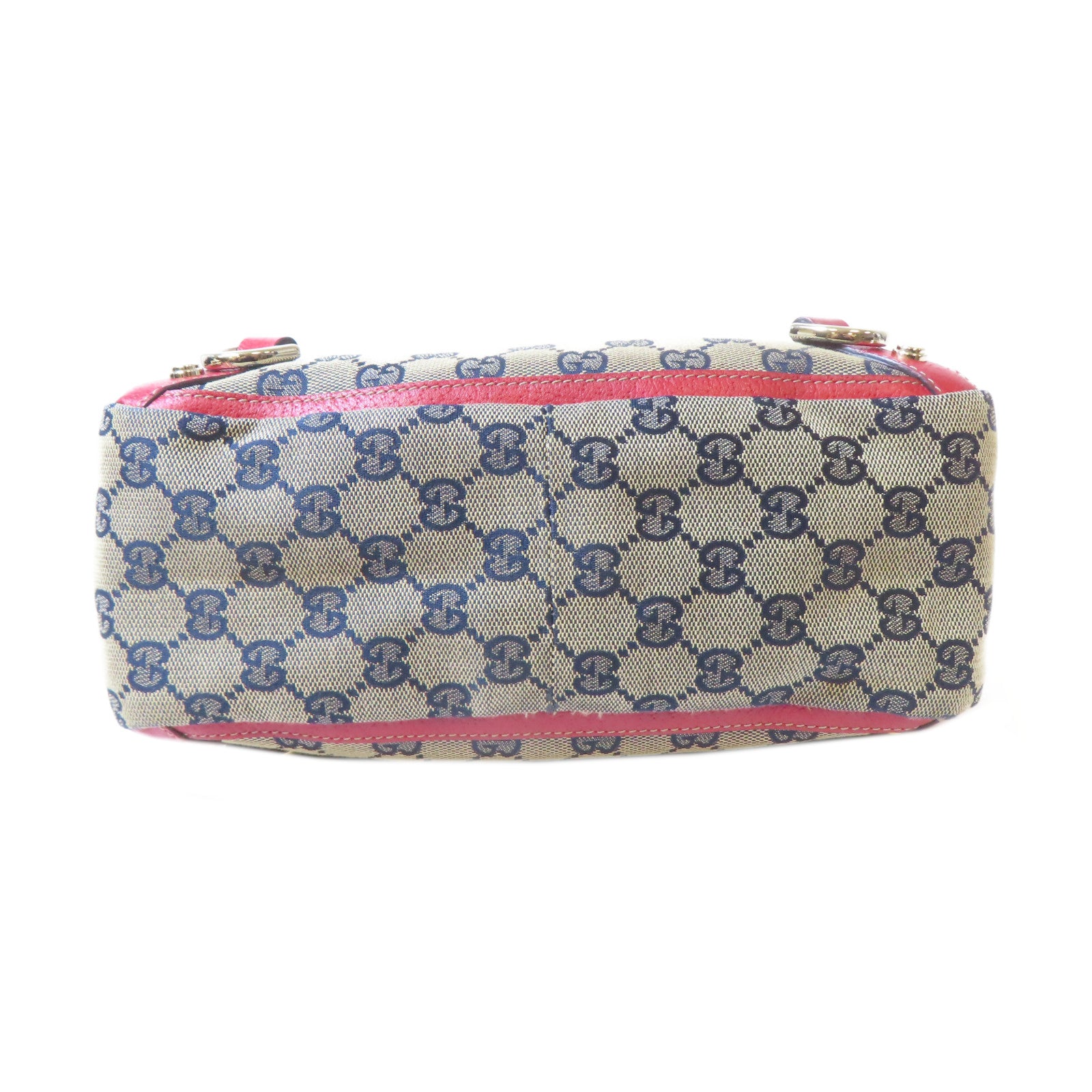 GUCCI 【激減優惠】GG帆布Handbag金扣手挽袋紅色/米色