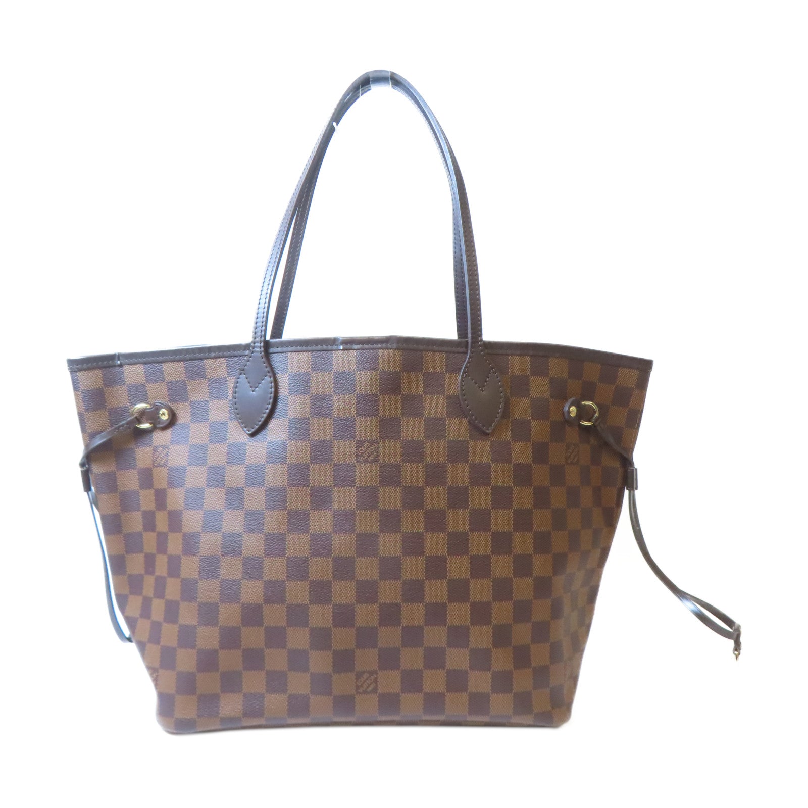 LOUIS VUITTON 【激減優惠】Damier Neverfull MM金扣手挽袋啡色