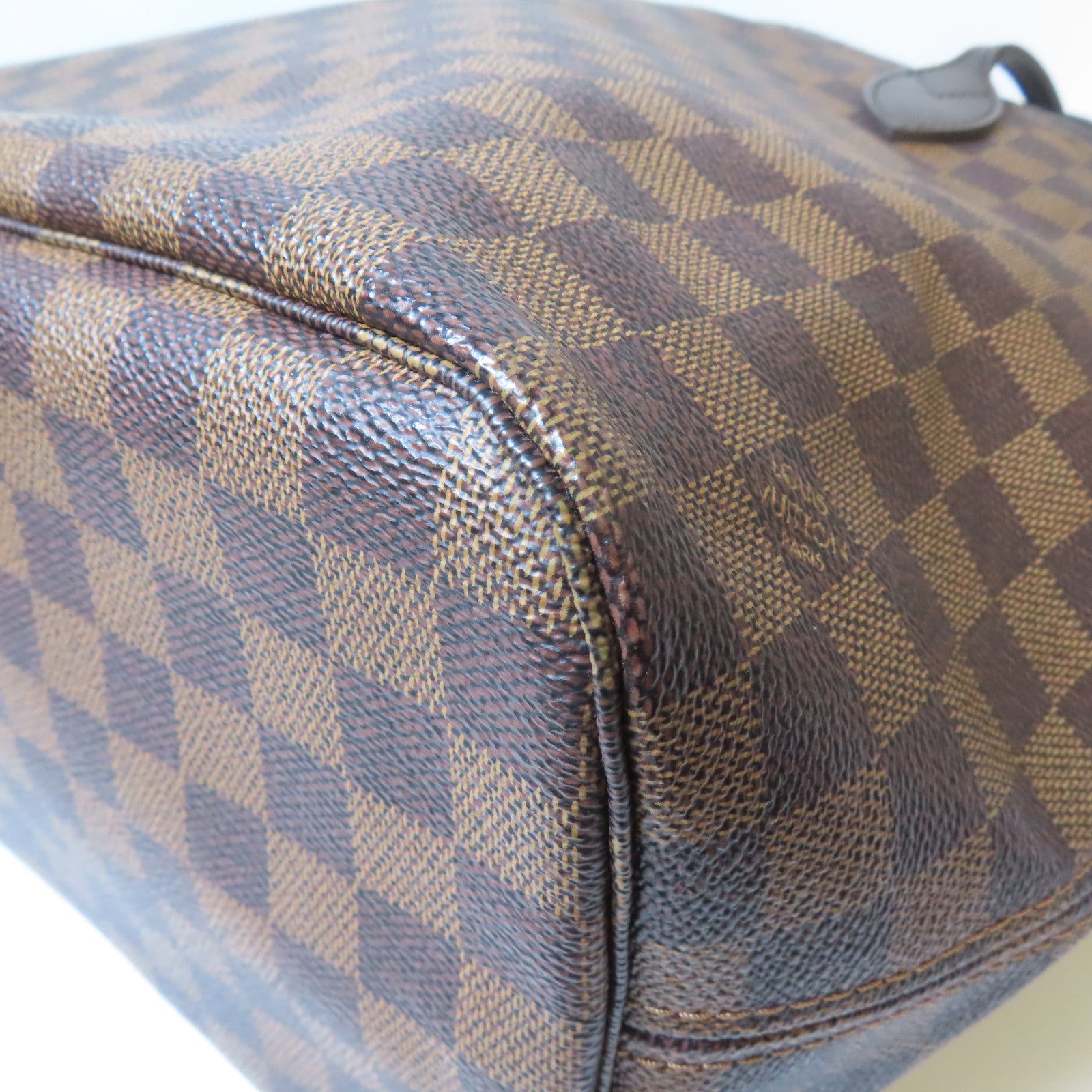 LOUIS VUITTON 【激減優惠】Damier Neverfull MM金扣手挽袋啡色