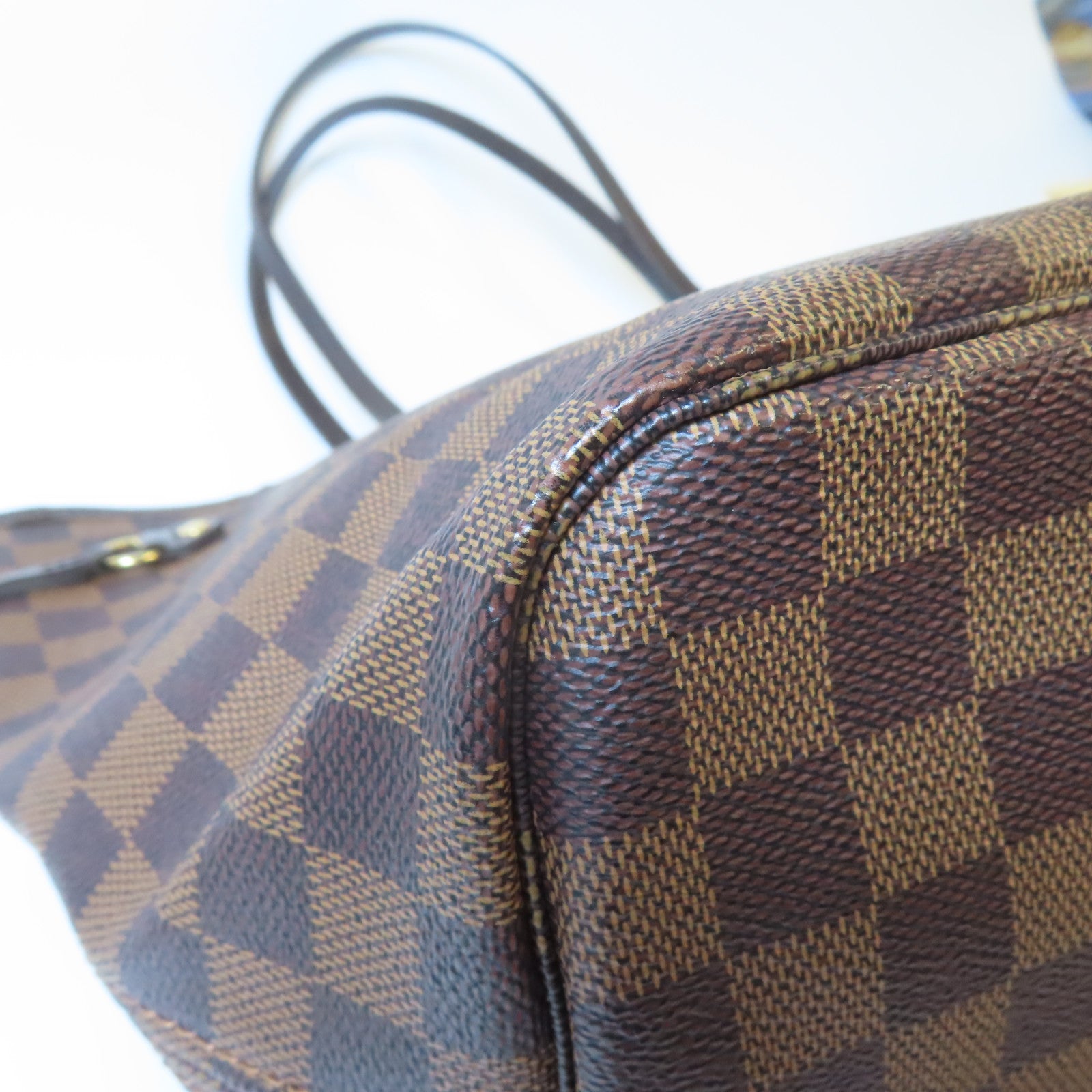LOUIS VUITTON 【激減優惠】Damier Neverfull MM金扣手挽袋啡色