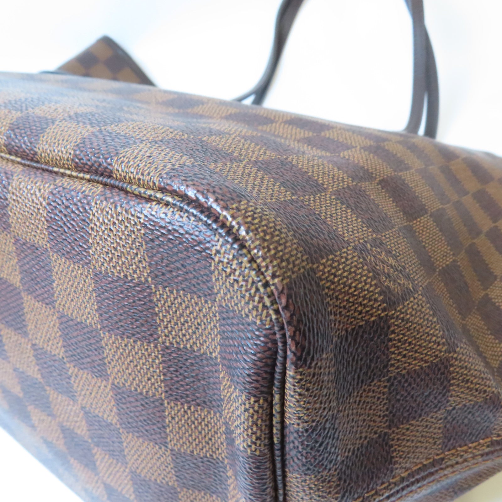 LOUIS VUITTON 【激減優惠】Damier Neverfull MM金扣手挽袋啡色