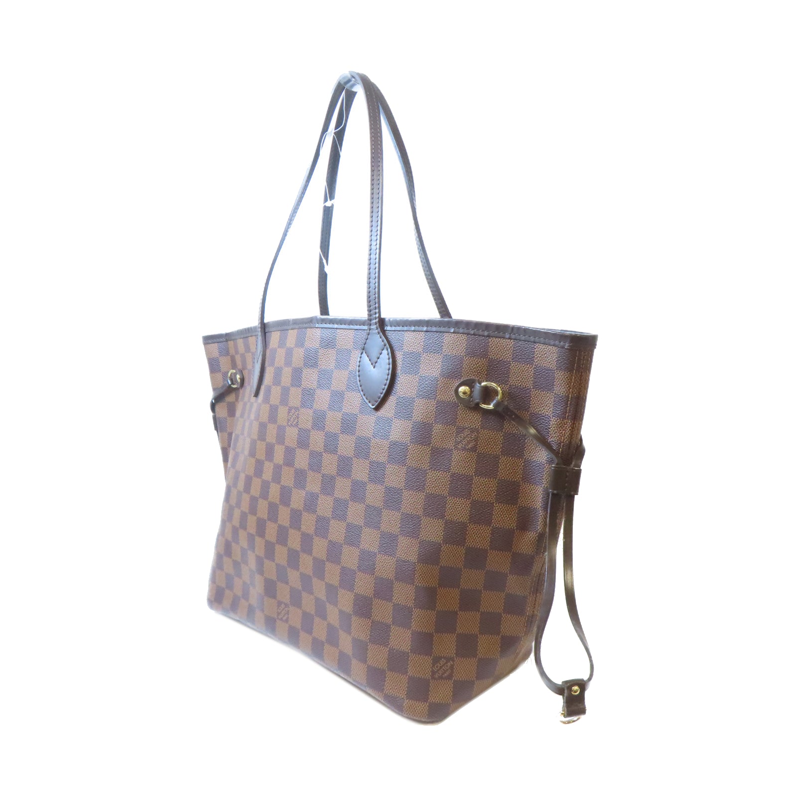 LOUIS VUITTON 【激減優惠】Damier Neverfull MM金扣手挽袋啡色