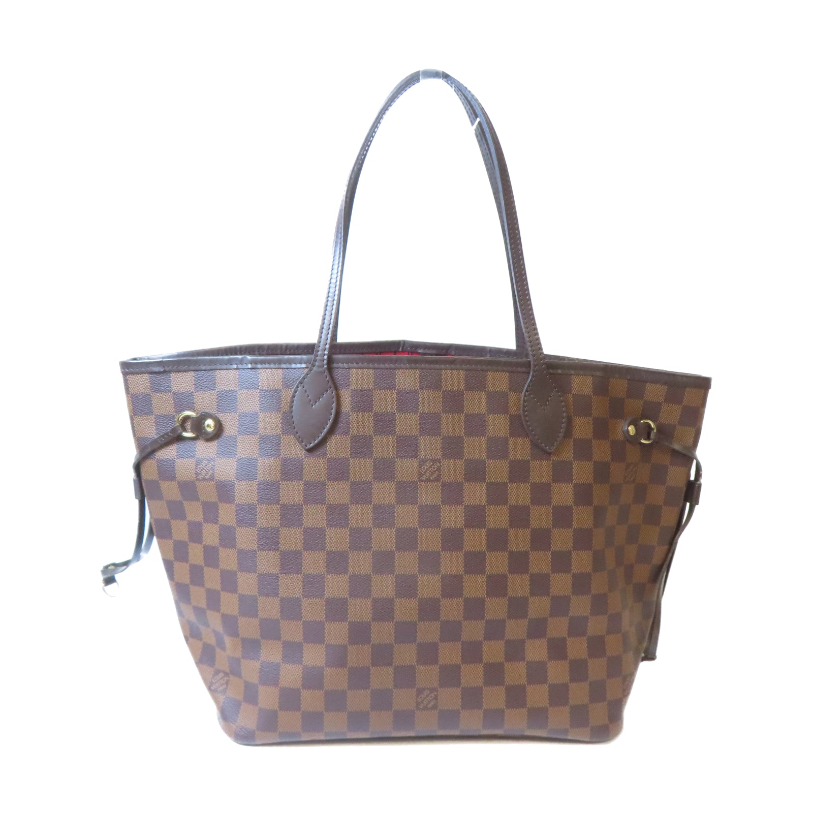 LOUIS VUITTON 【激減優惠】Damier Neverfull MM金扣手挽袋啡色