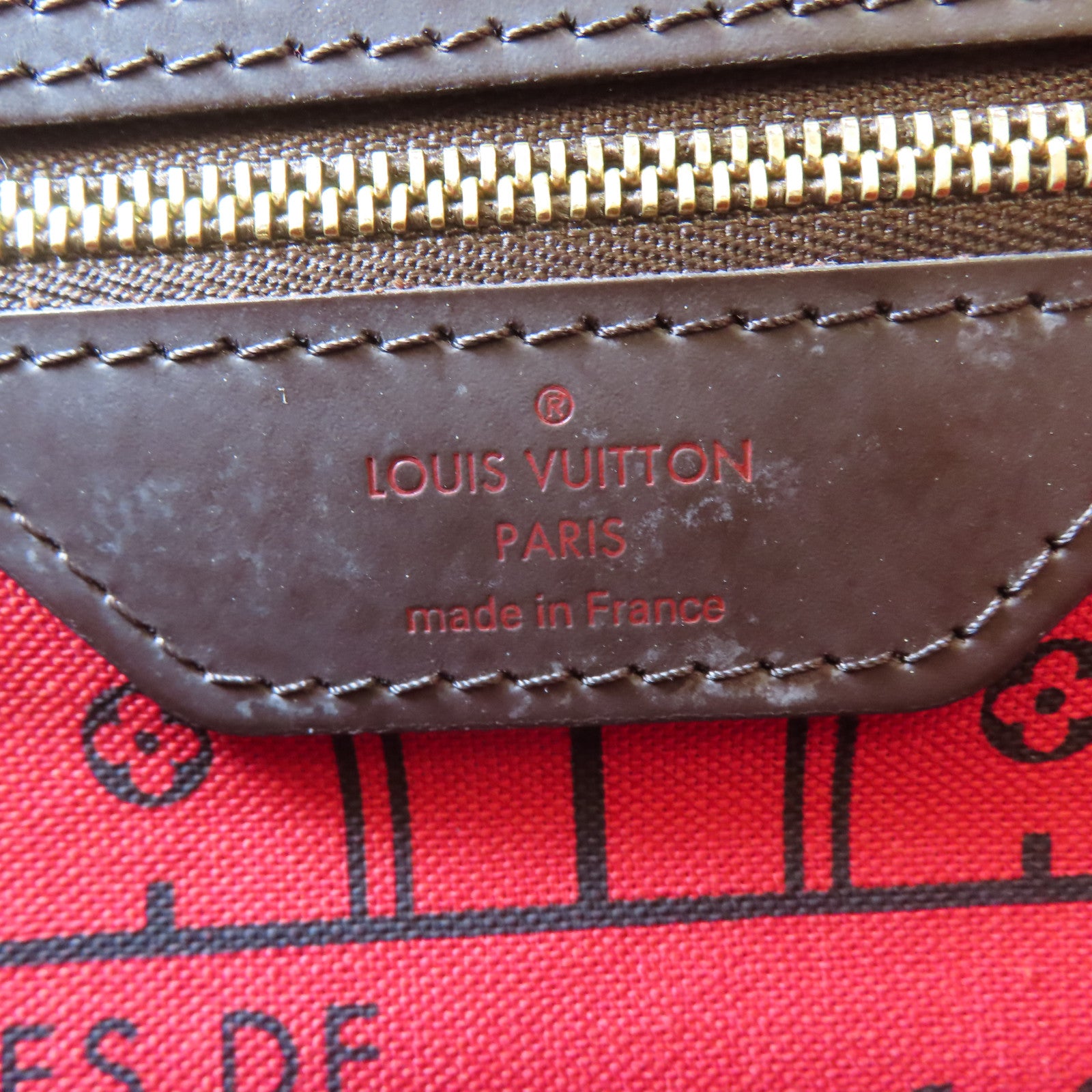 LOUIS VUITTON 【激減優惠】Damier Neverfull MM金扣手挽袋啡色