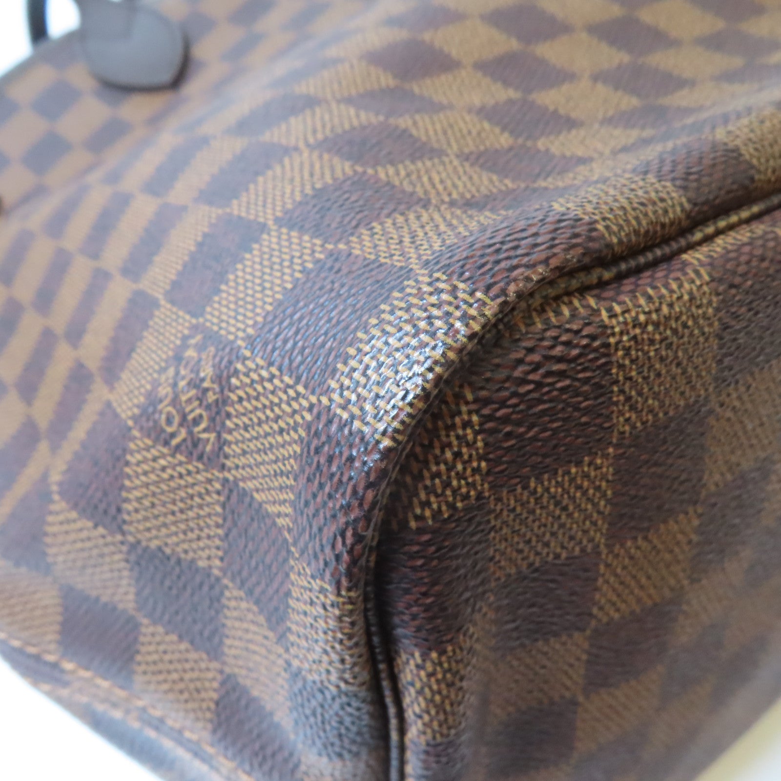 LOUIS VUITTON 【激減優惠】Damier Neverfull MM金扣手挽袋啡色
