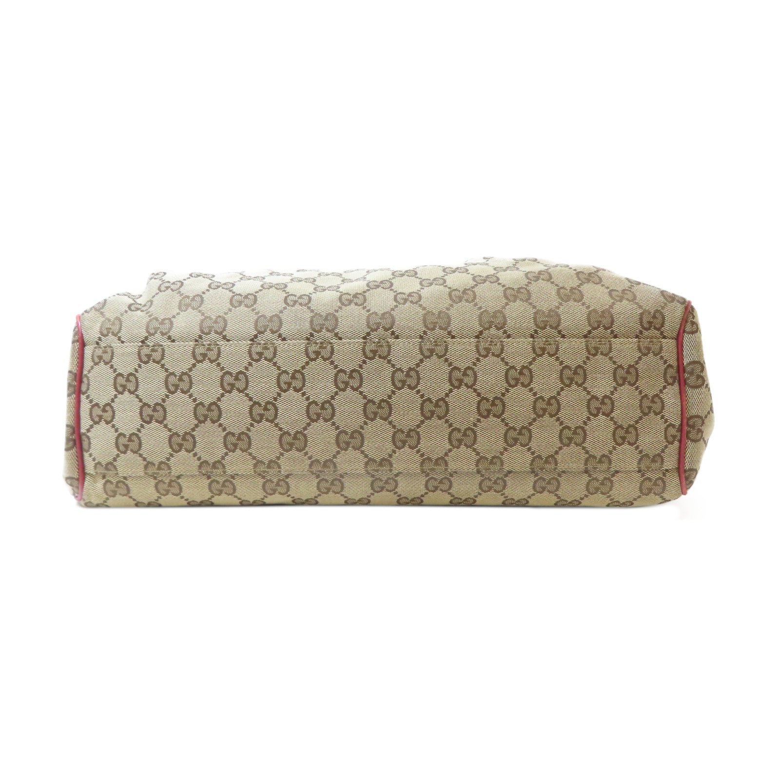 GUCCI 【激減優惠】帆布Sukey Shoulder Bag金扣肩背袋浅褐色/紅色