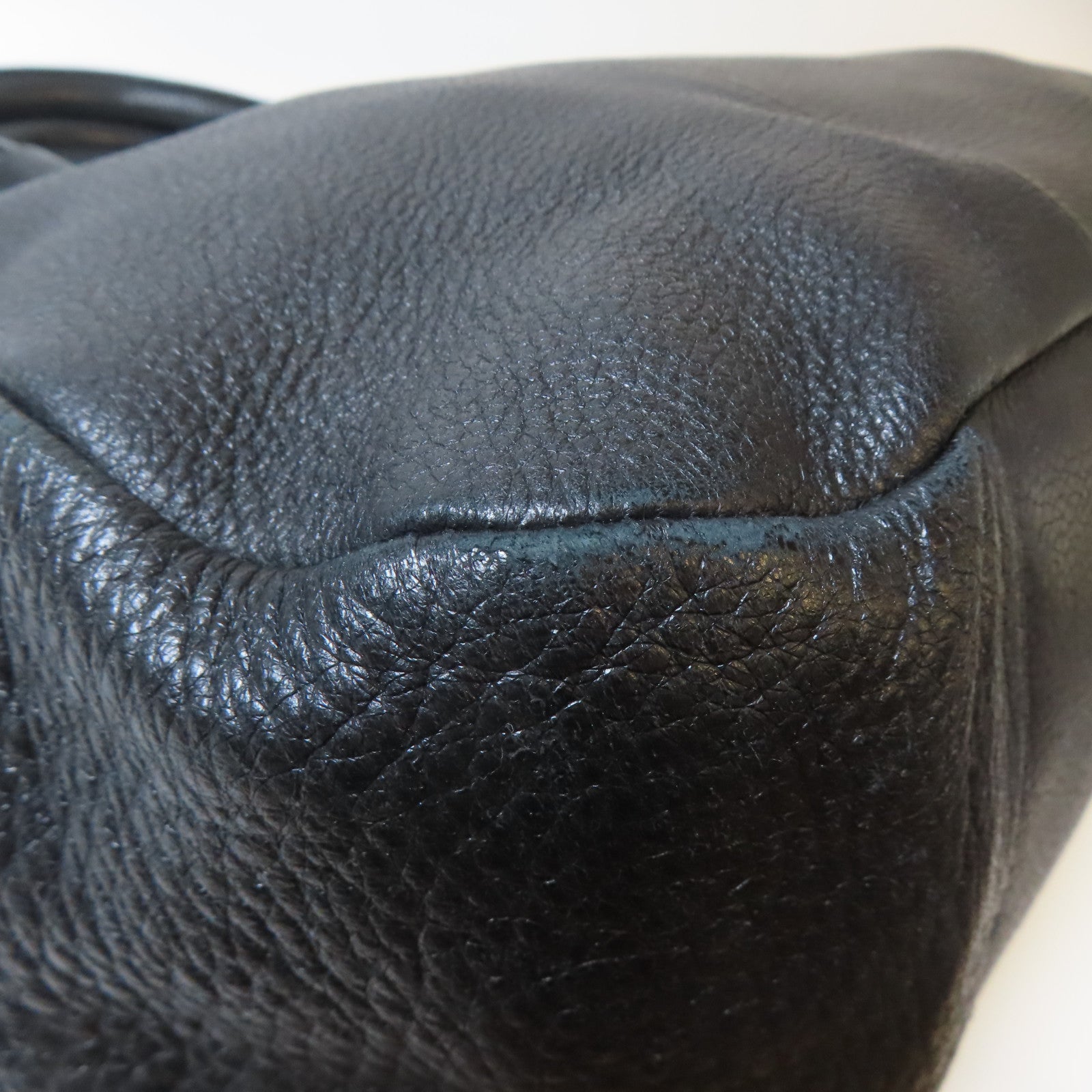 PRADA 【激減優惠】鹿皮皮革Handbag金扣手挽袋黑色